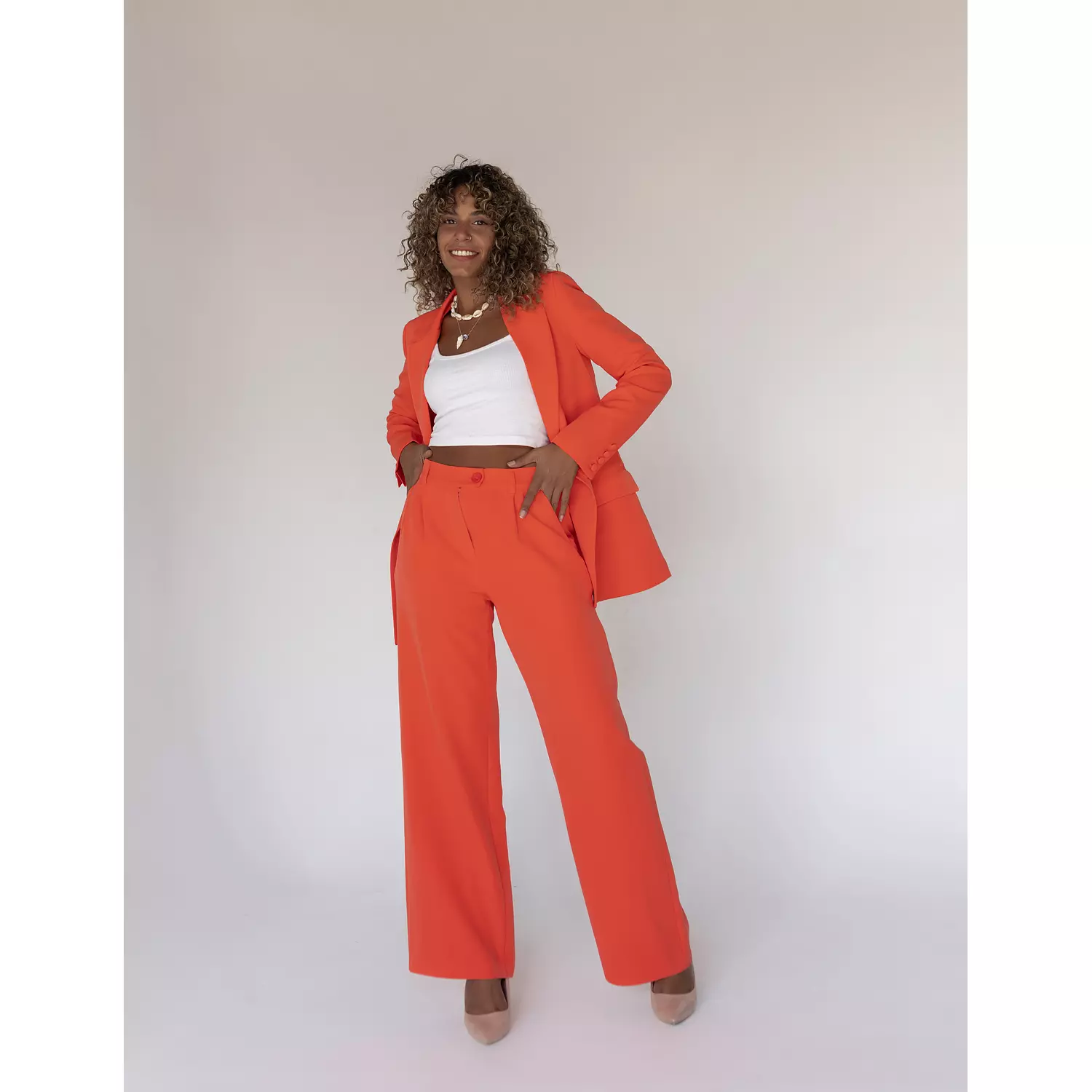 Tangerine Wide-leg Straight Mid Pants 2