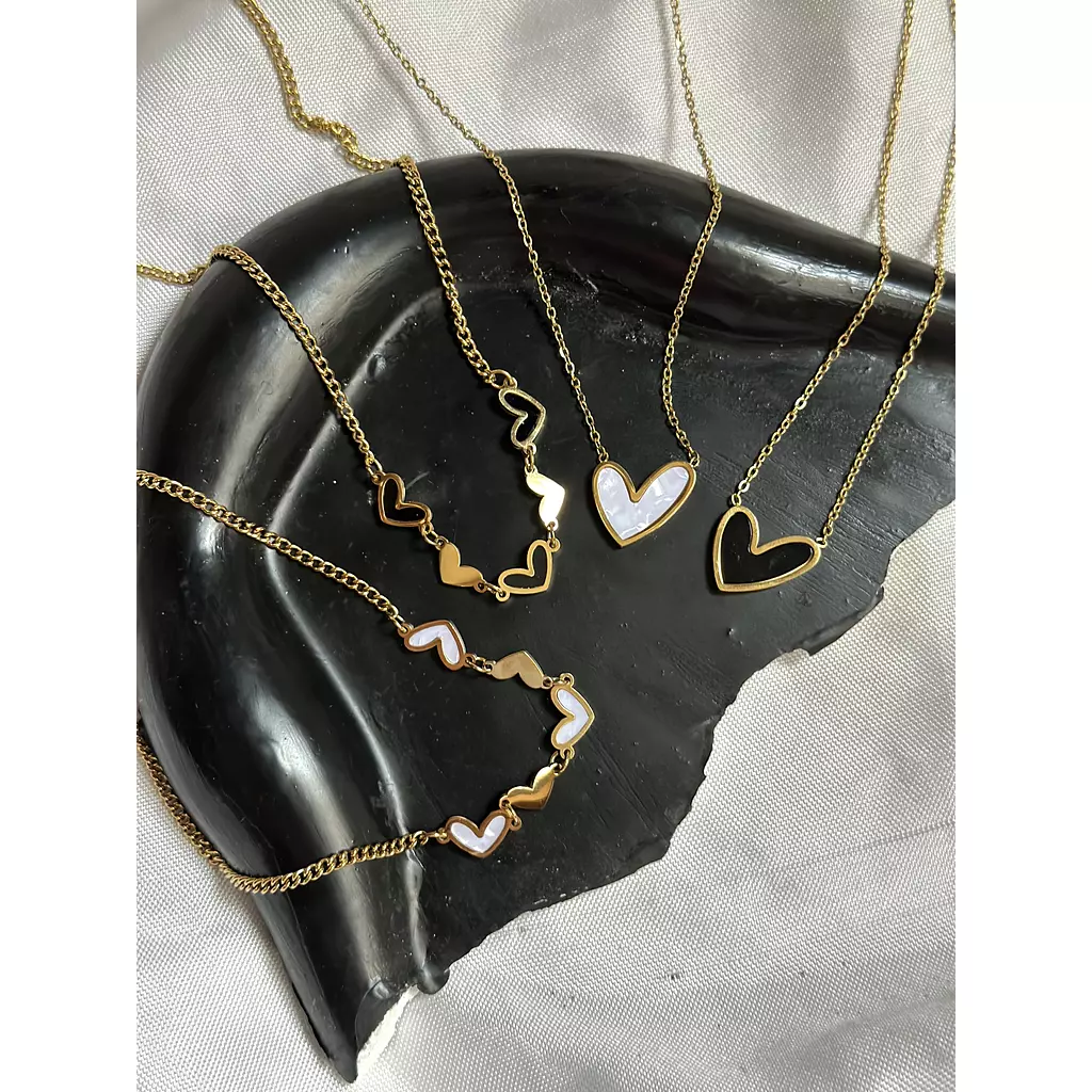 B&W Heart Necklaces