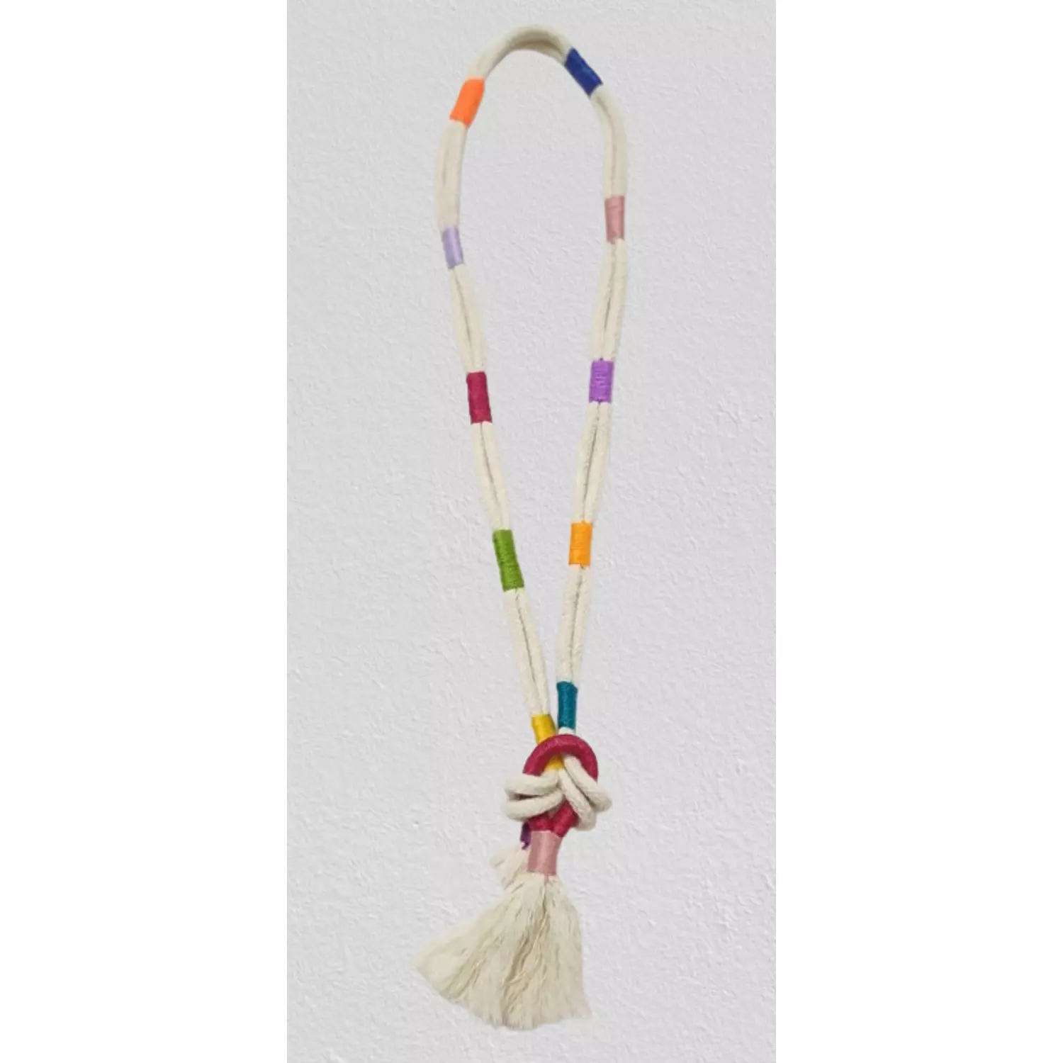 Rope knot necklace with tassel handmade  hover image