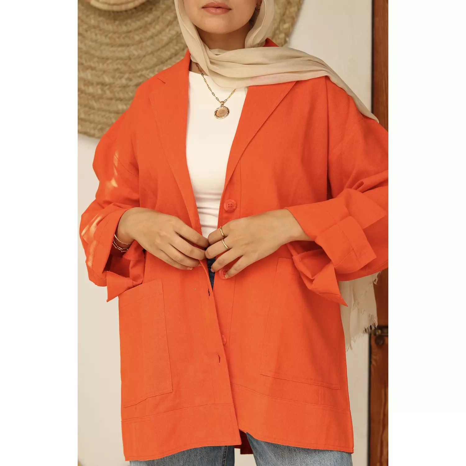 Linen Jacket -orange 3