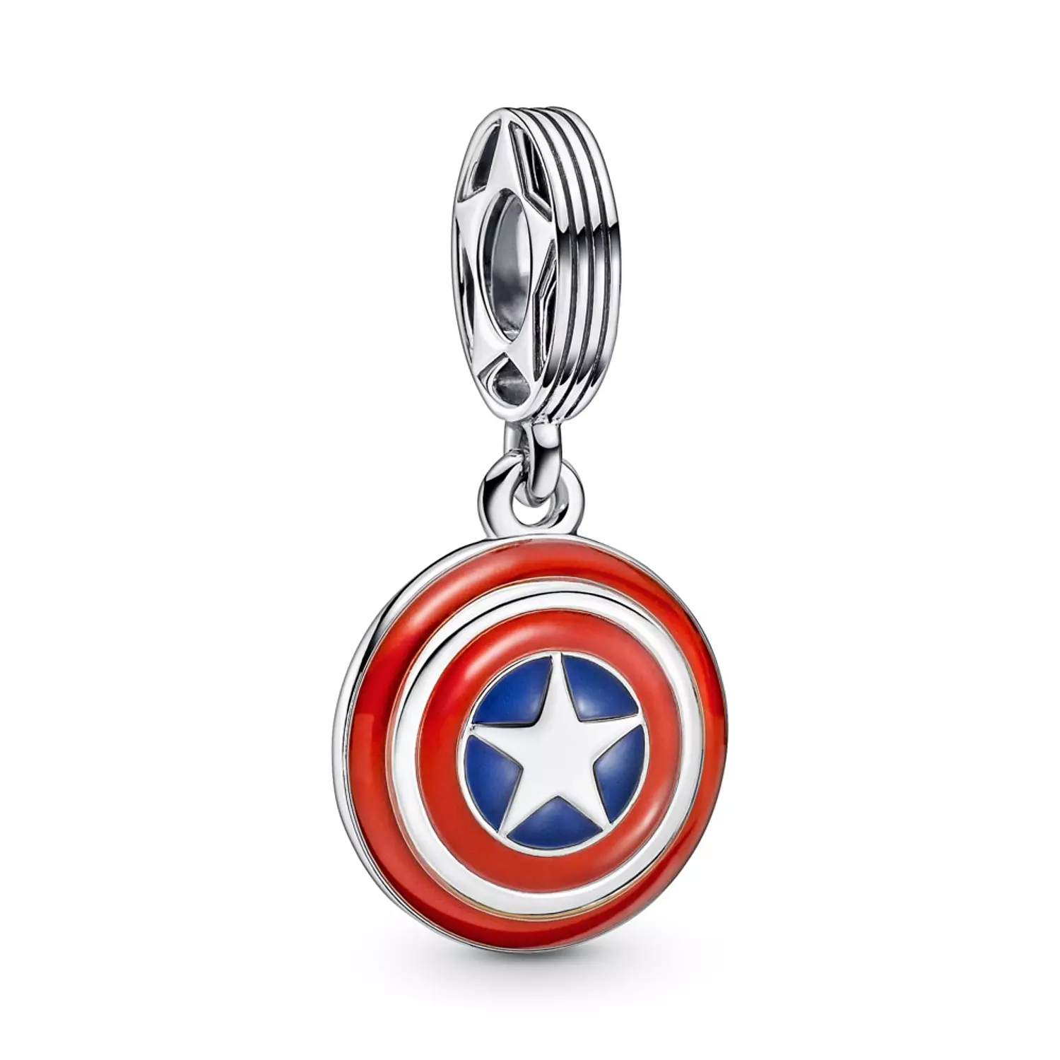 Marvel Captain America Shield sterling silver dangle with blue and red enamel hover image
