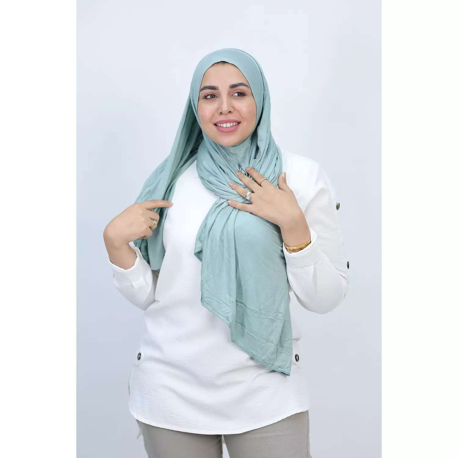 Jada Cotton Lycra Gel Hijab - Mint Green 1