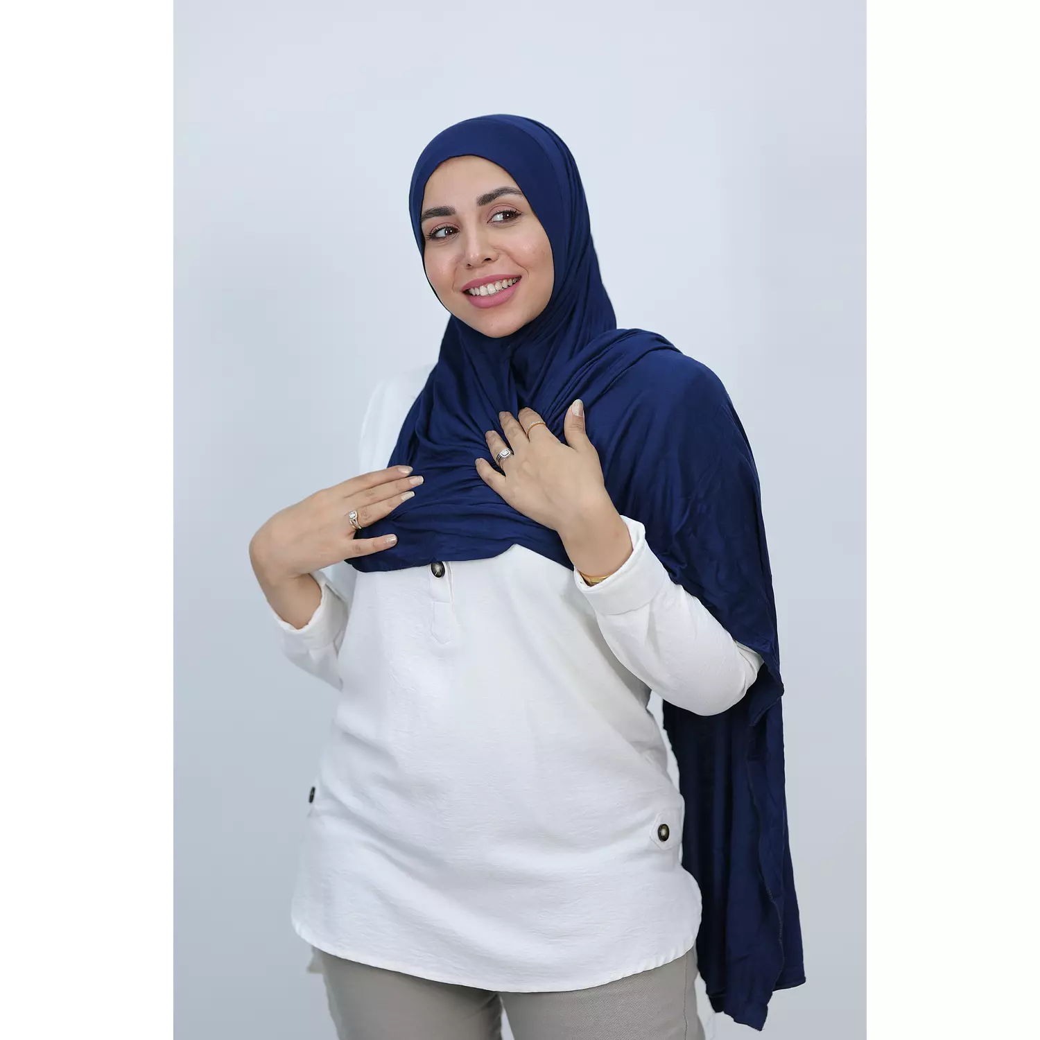 Jada Cotton Lycra Gel Hijab - Navy Blue 3