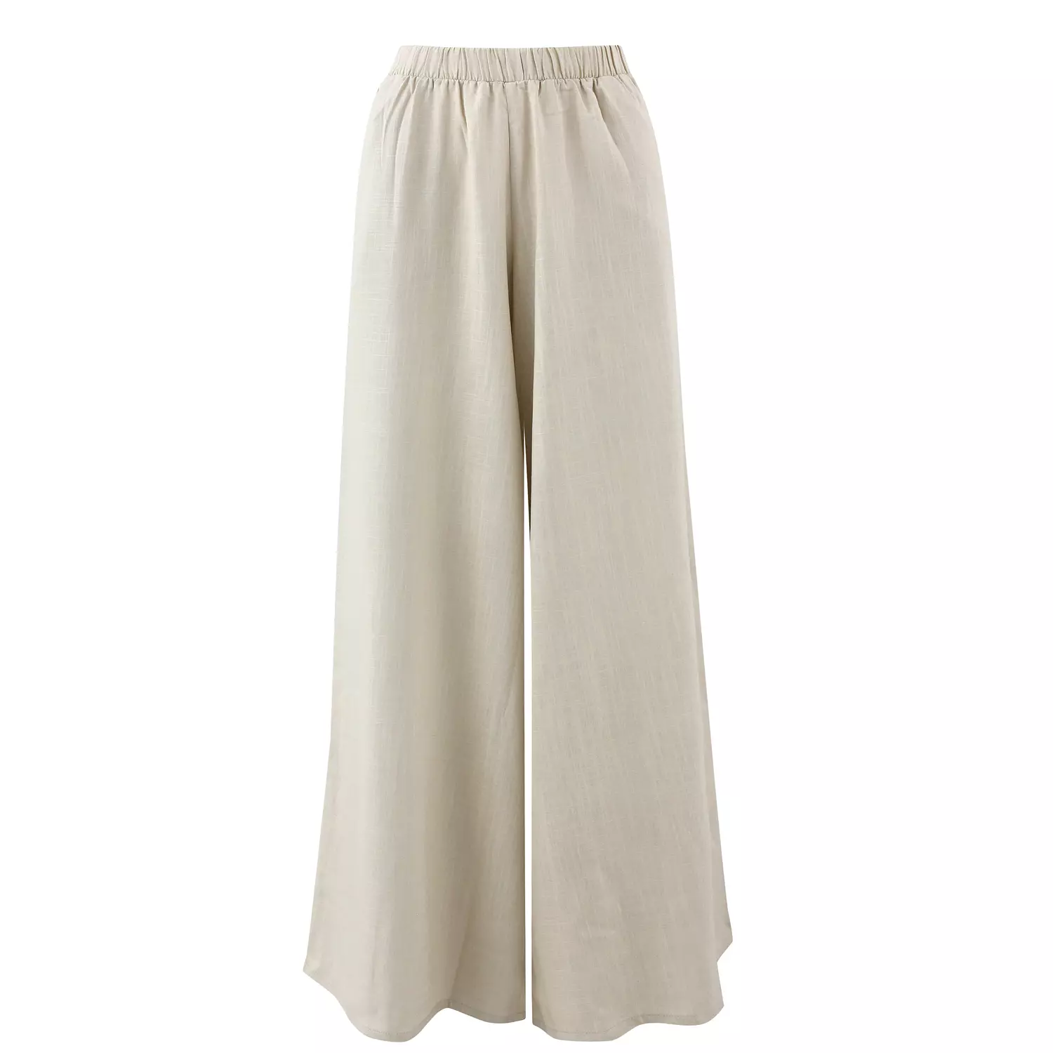 Linen Beige Wide Leg Pants hover image