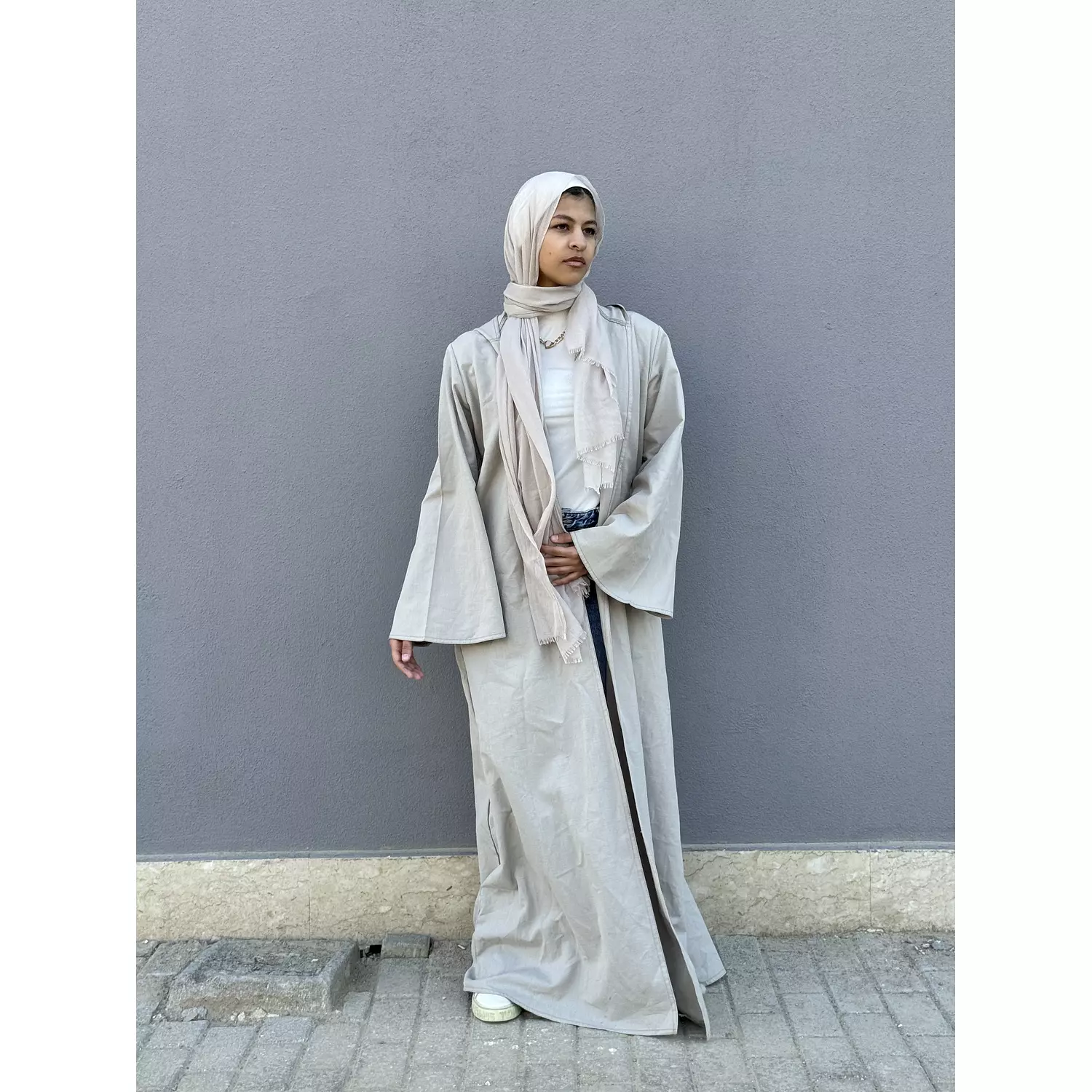 Long grey basic kaftan  2