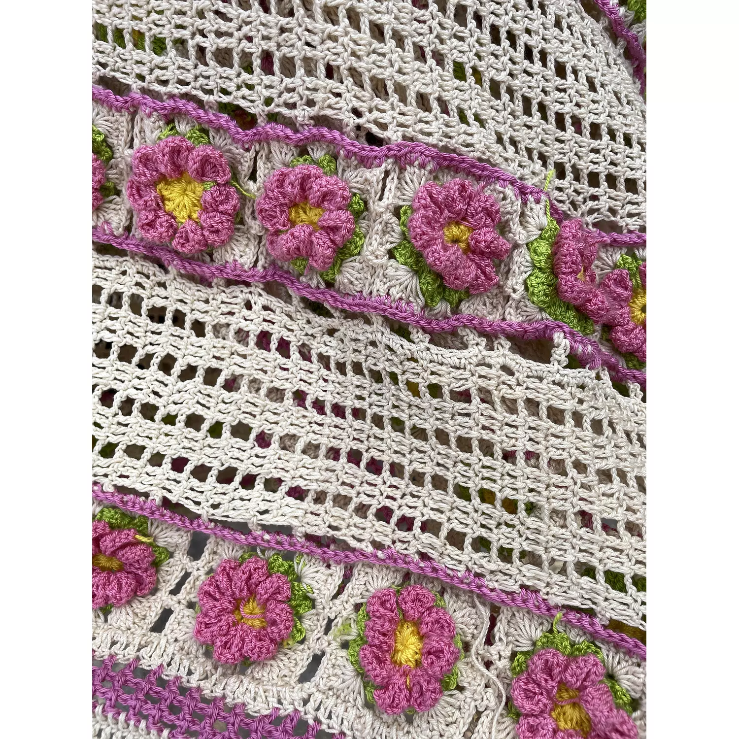 Flowers crochet table/couch cover 180 cm * 100 cm hand made  1