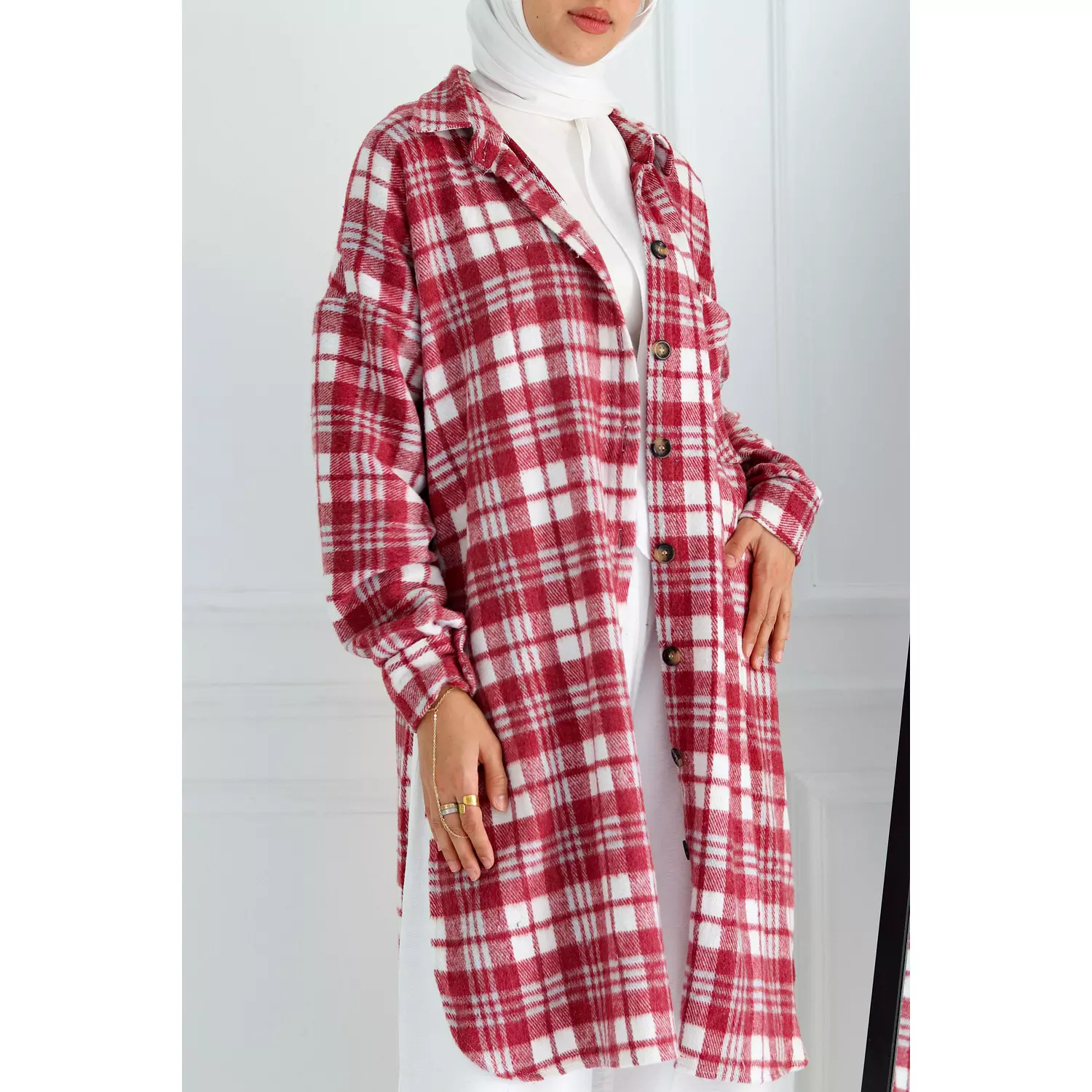 Red Checkered Oversize Shirt 8