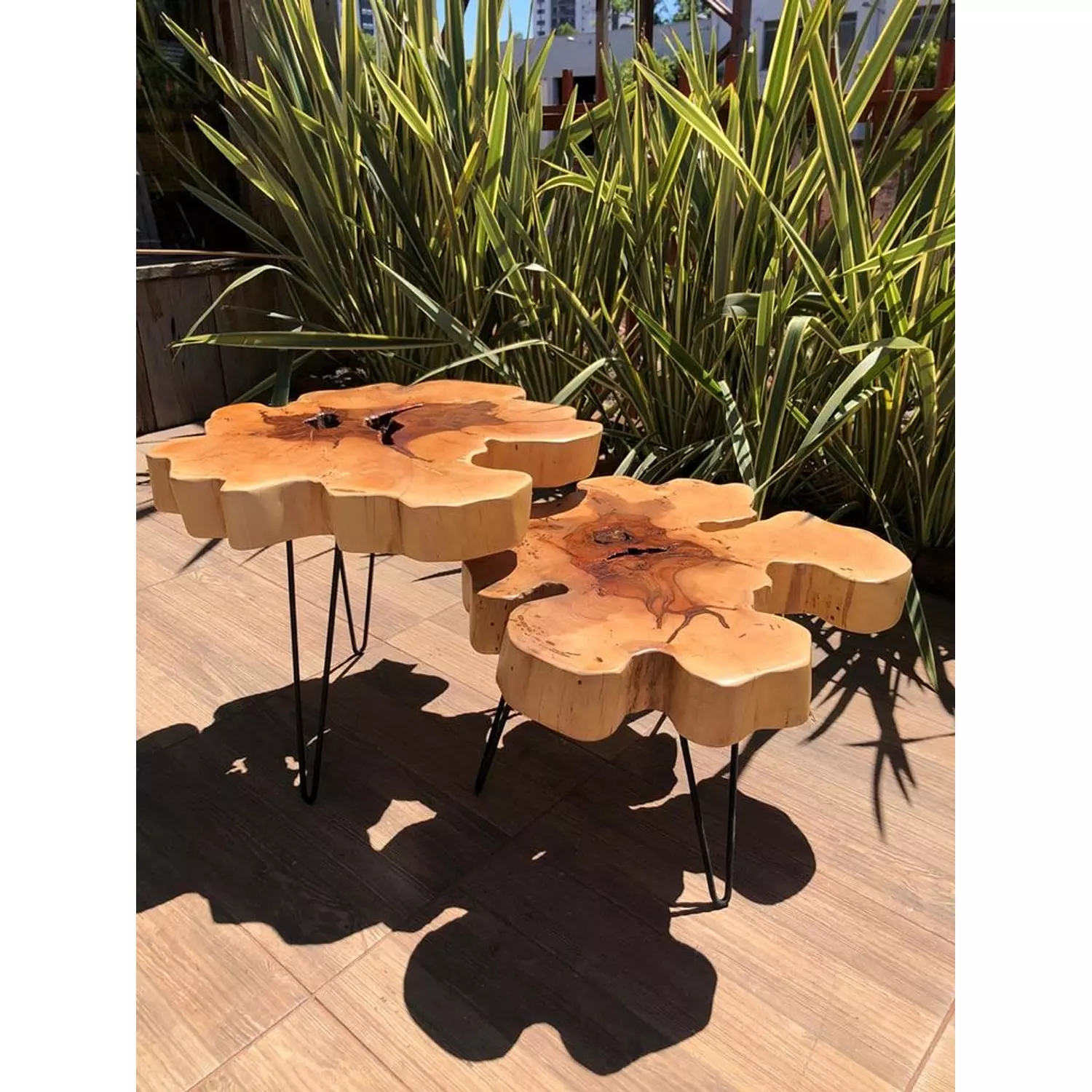 Raw wood side table hover image