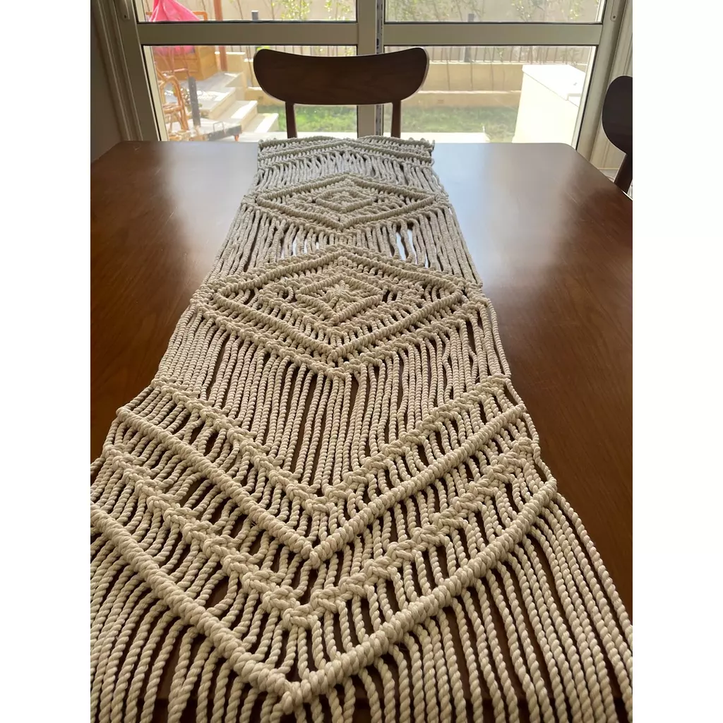 Cotton Macrame Double Diamond Runner   