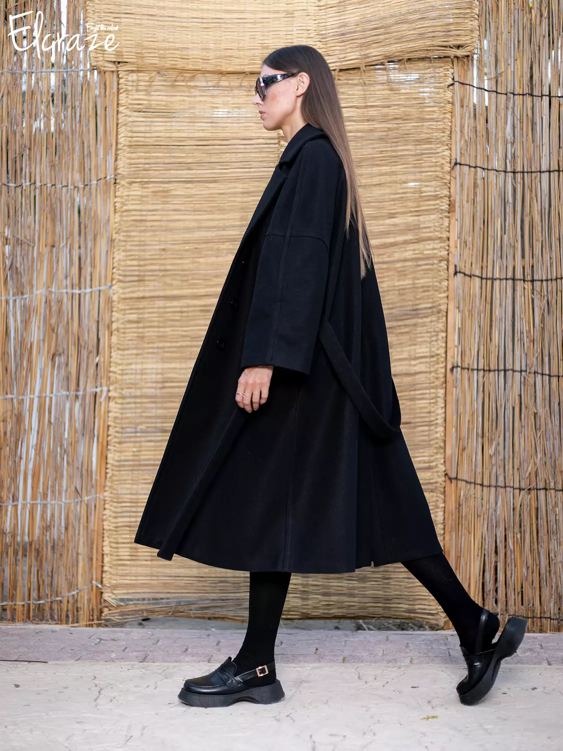  black Gogh wool oversized coat  hover image