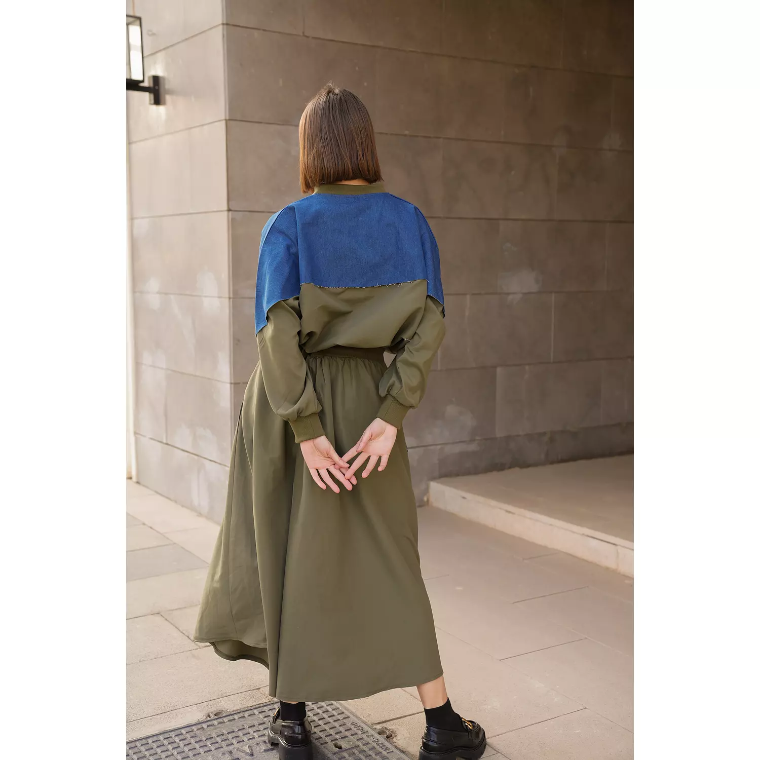 Denim olive skirt set 4