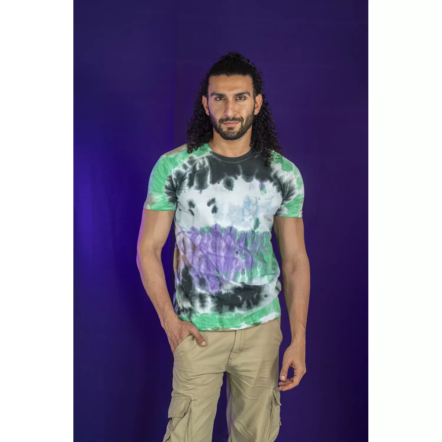 Greens and Purple Lined T-shirt 1