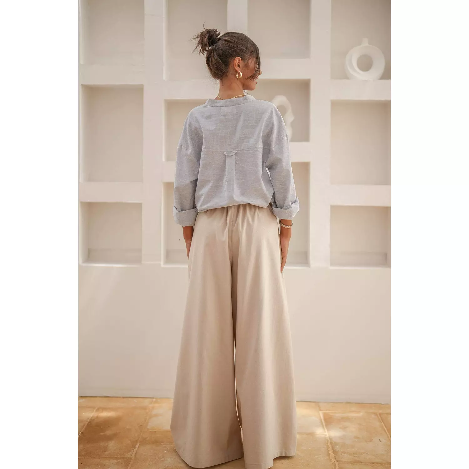 City Flow Wide Leg Pants Beige 3