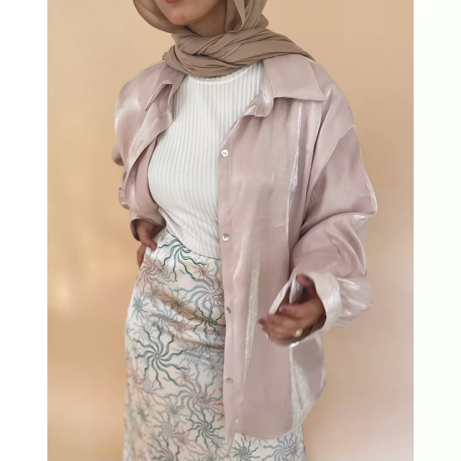 Oversized Metallic Shirt - Pink Shimmer 3