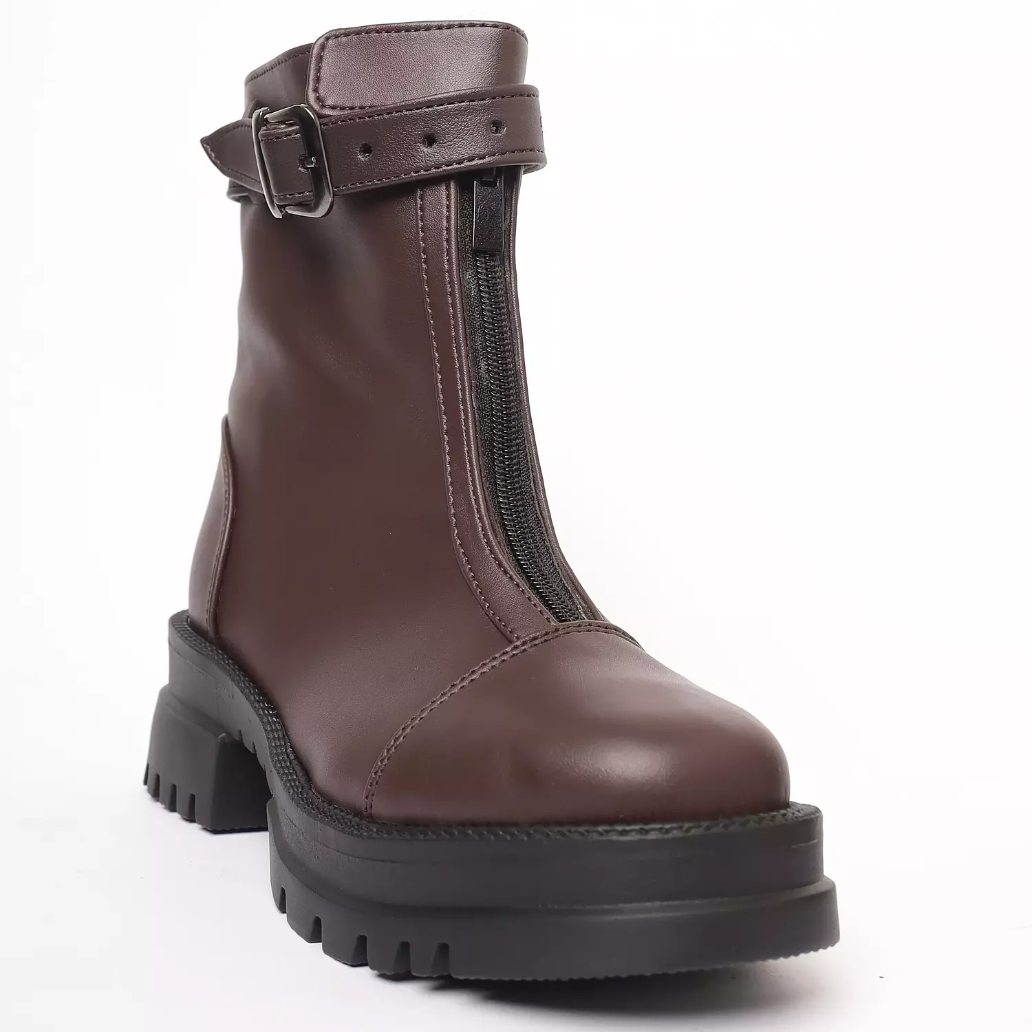 Brown zipper boots hover image