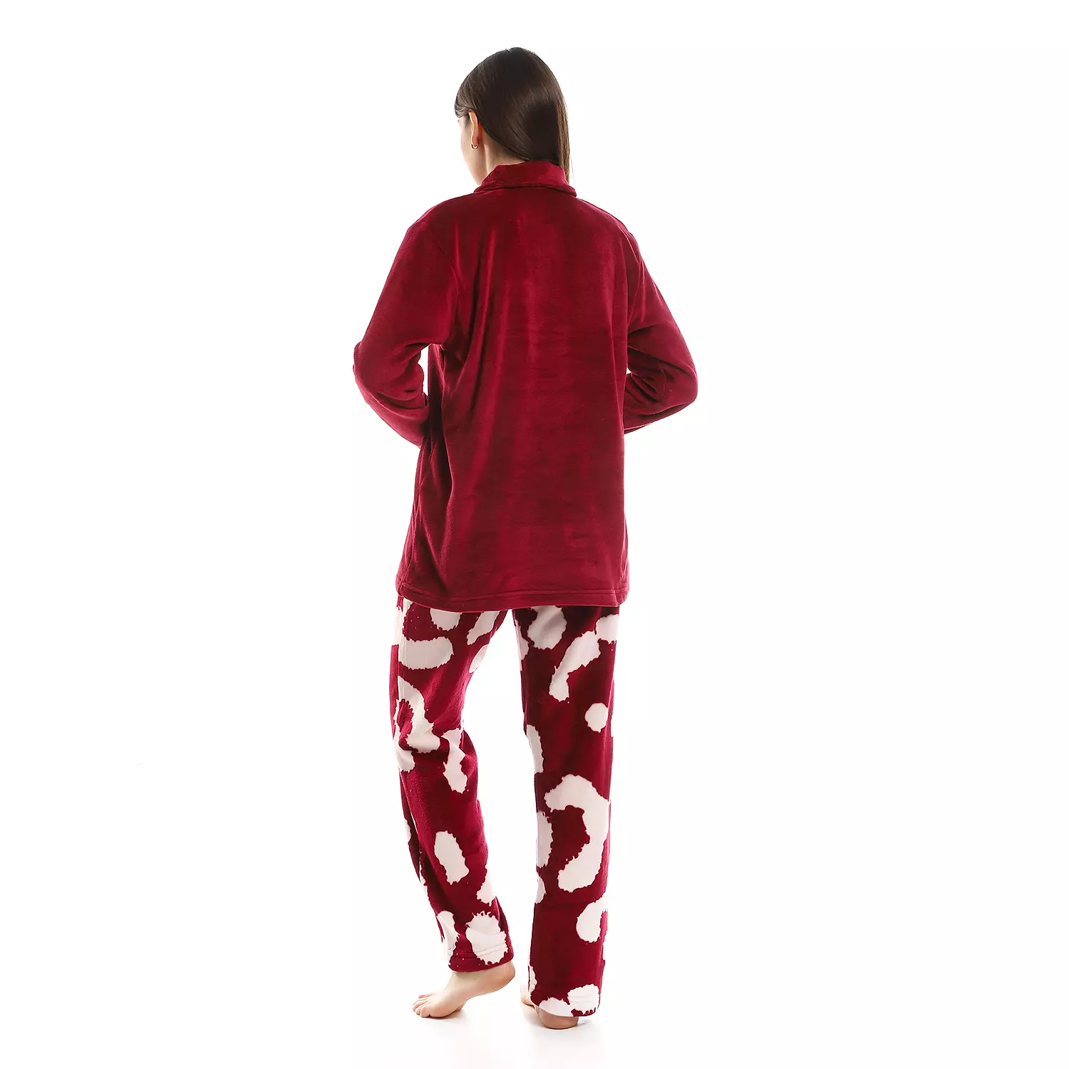 Shorto Women Cats Fleece Pj -Maroon 2