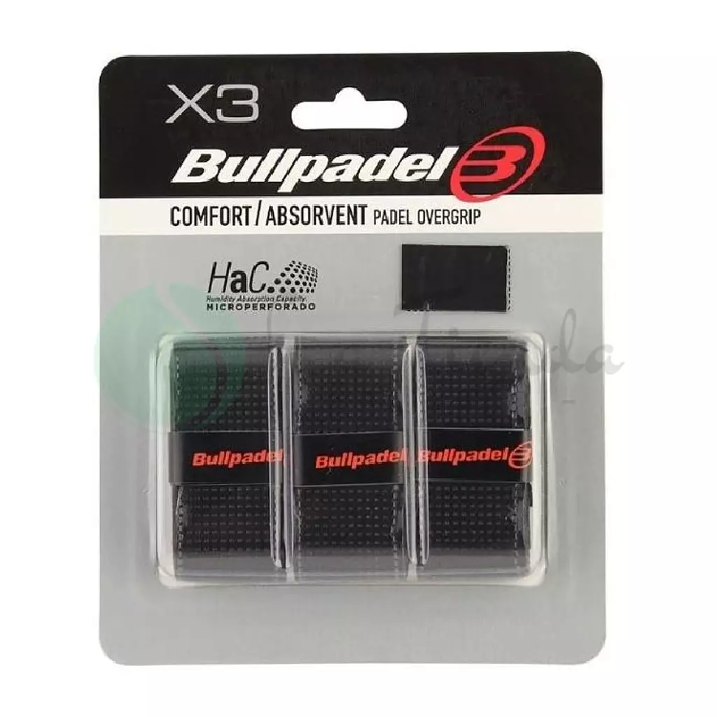 Bullpadel Comfort Perforated Black Overgrip (Pack of 3)