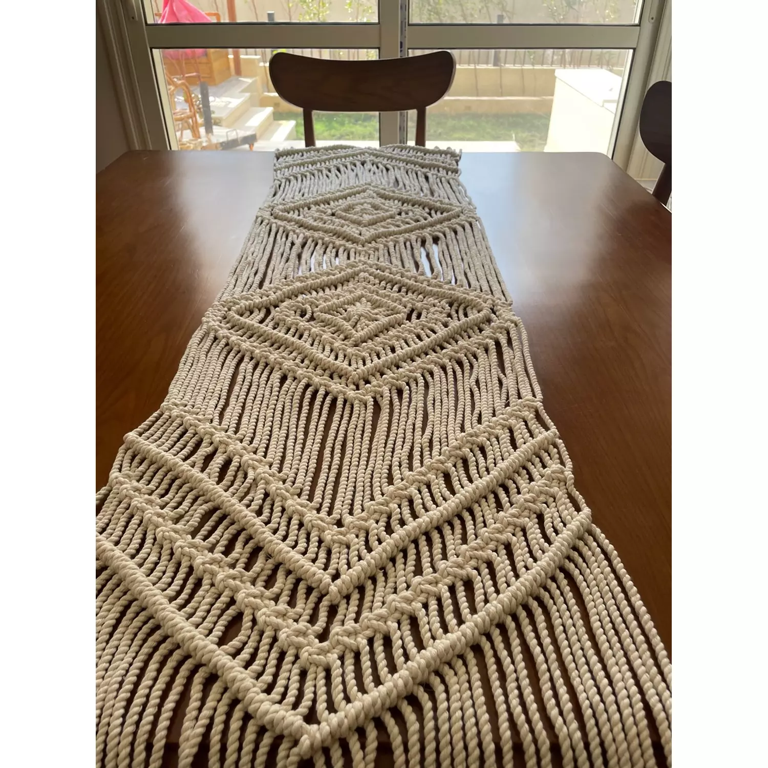 Cotton Macrame Double Diamond Runner    0