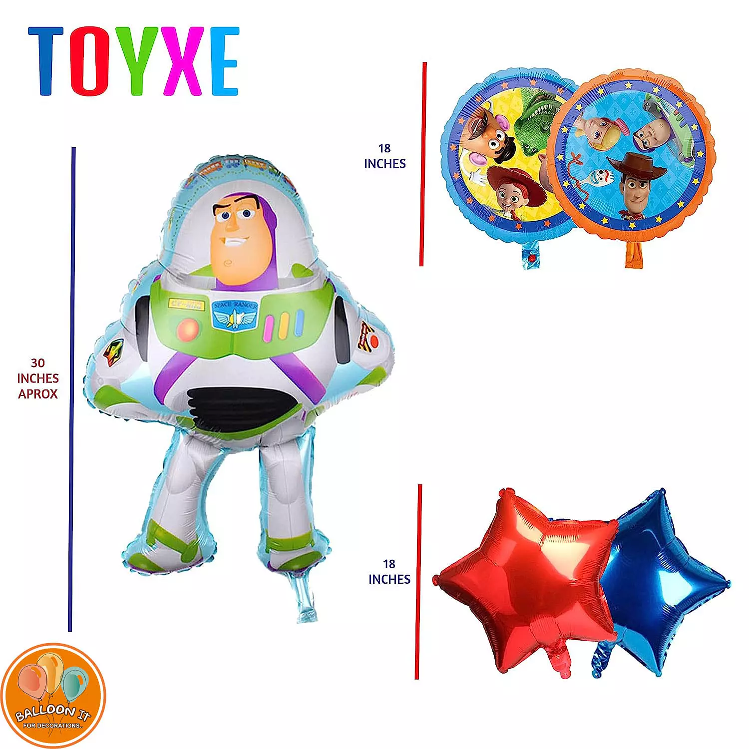 TOY STORY  Party Foil Balloons Set of 5 Pcs 2