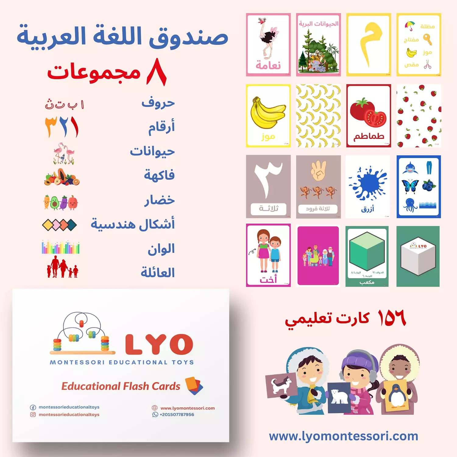 Arabic & English Flash Cards Box 16 sets Size 8.5*12 2