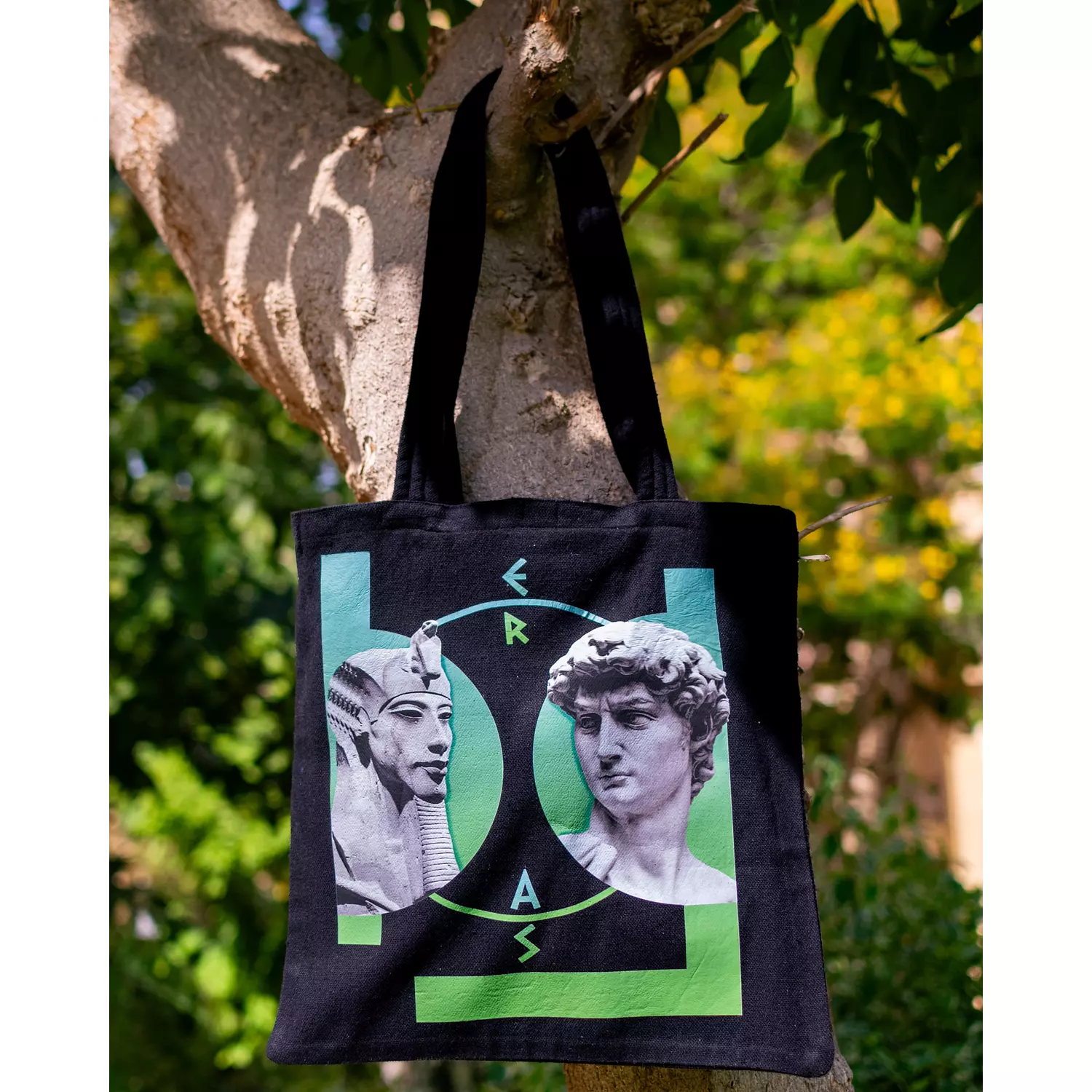 Green “GREEK x PHARAONIC” black tote bag 3