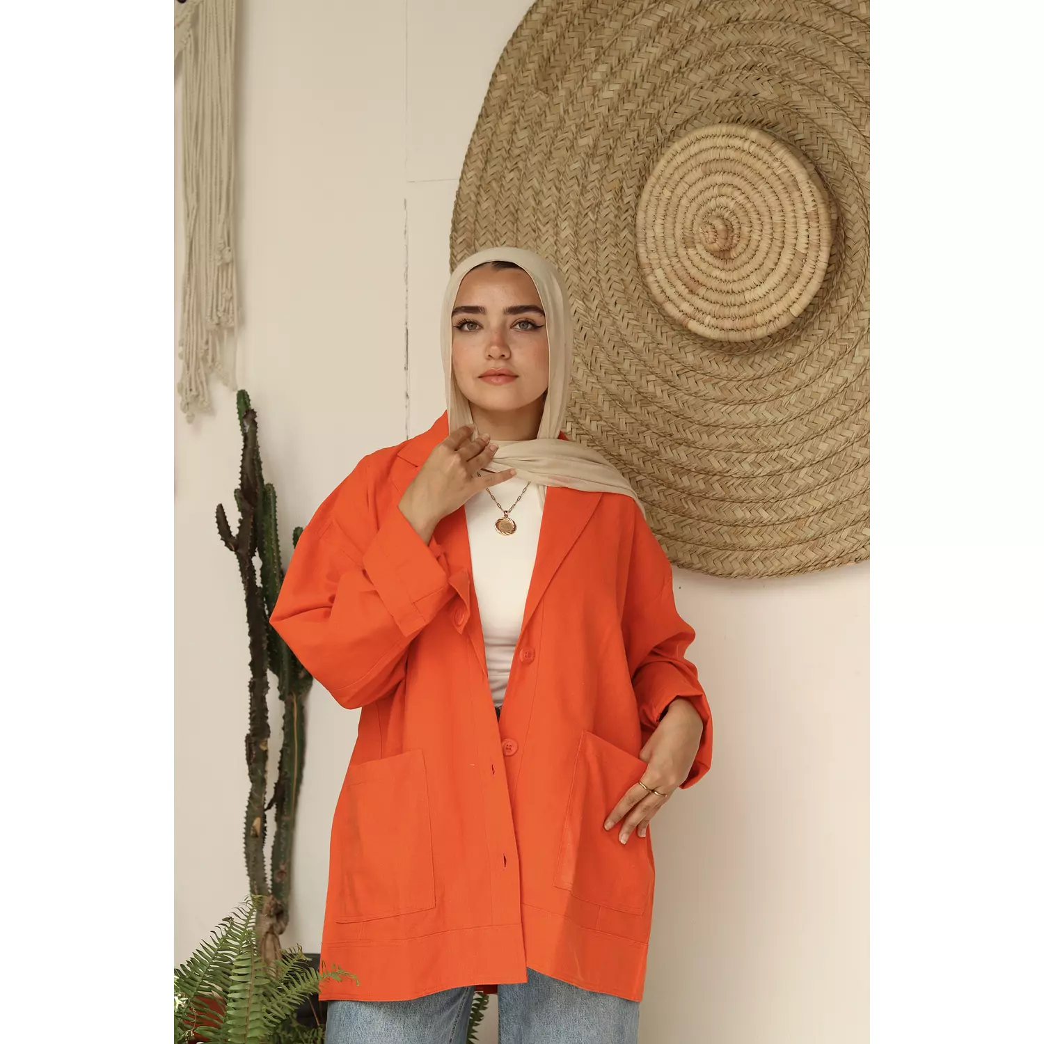 Linen Jacket -orange-2nd-img