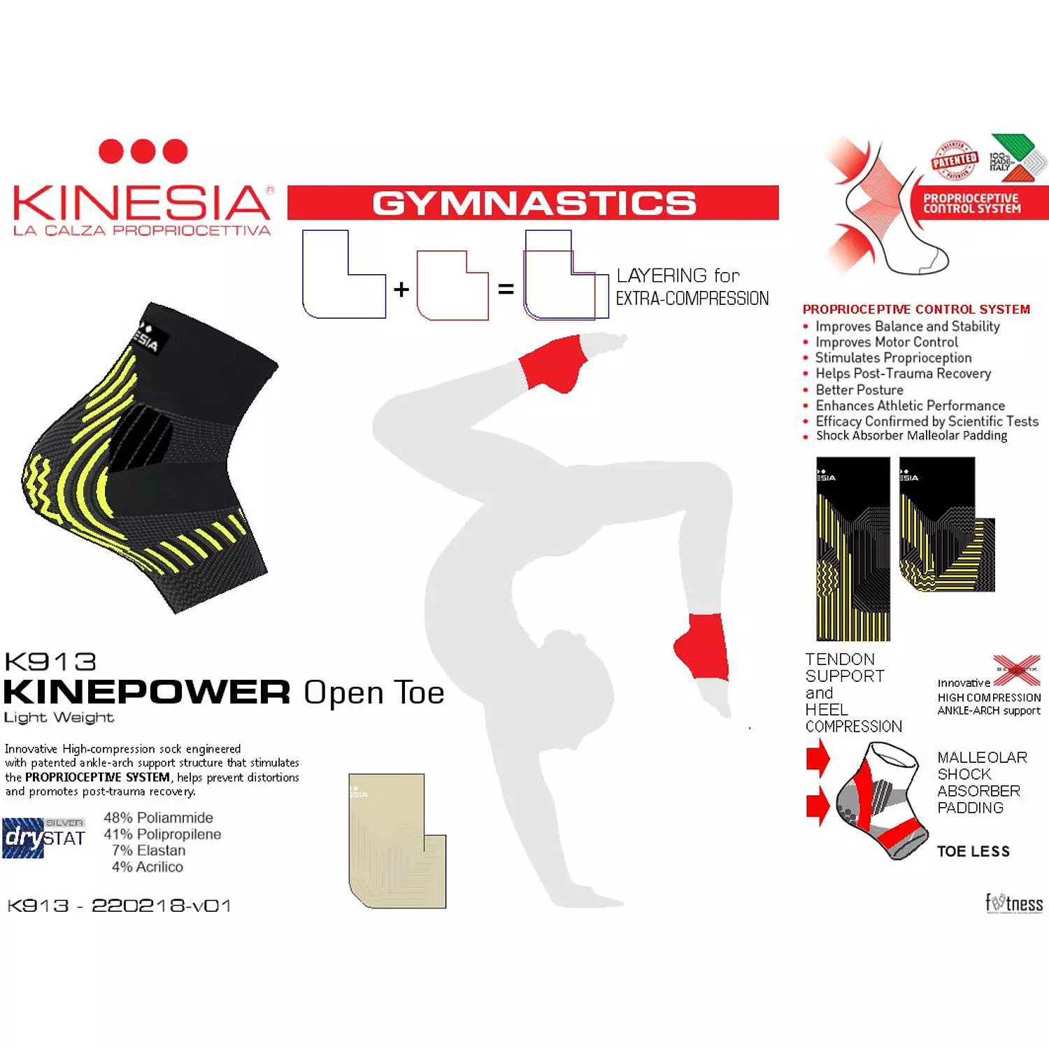 KINESIA - K913 Ankle Support Kinepower Compression Socks (One Size) 3