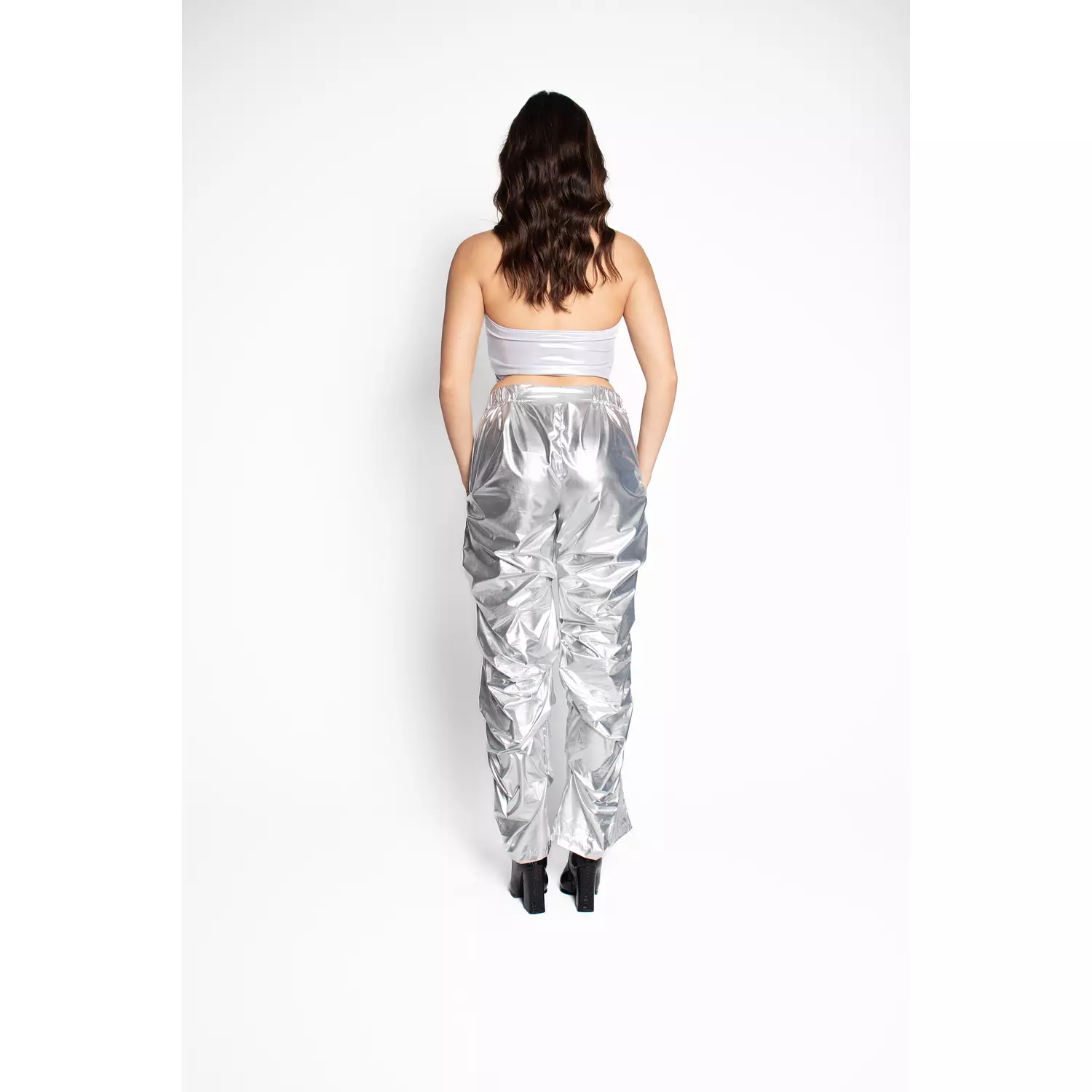 Metallic Pants In Silver 2