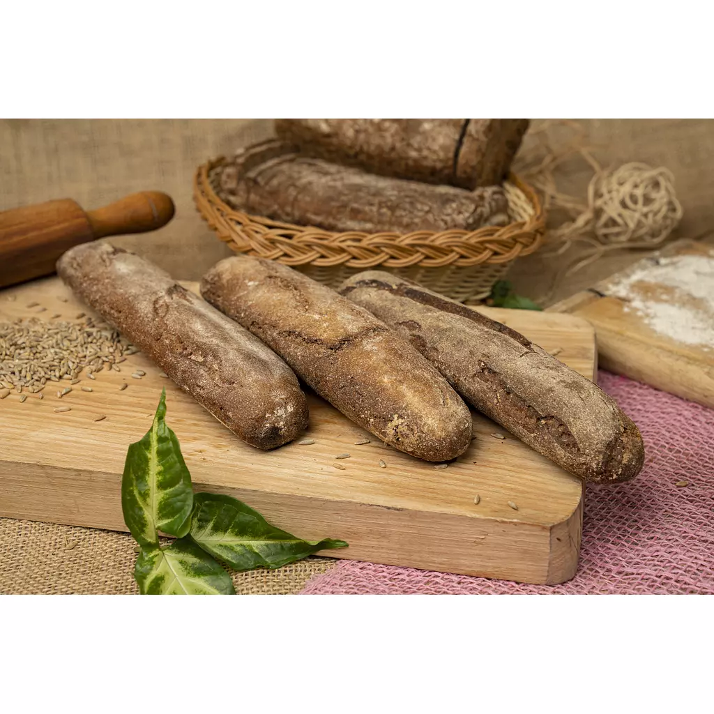 90% Organic Rye Half Baguette (Pack of 3; each 200g) 