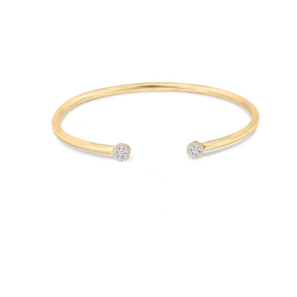 Diamond Flowers Open Bangle - B11