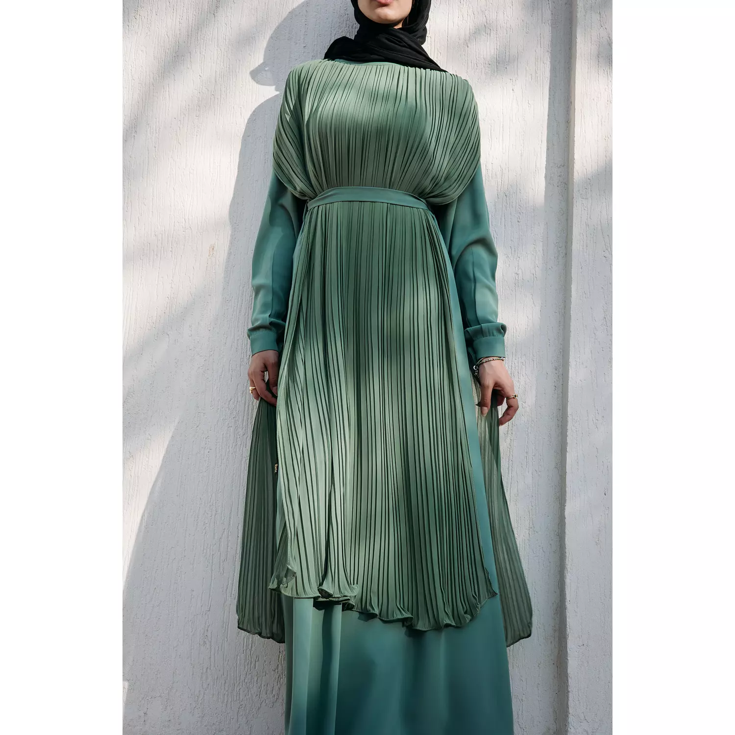 Night Blooming Abaya in Sage Green 2