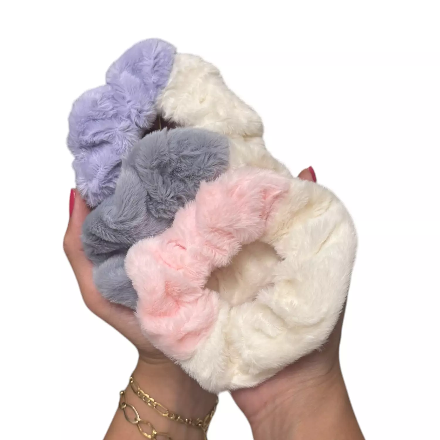 Furry Double-Colored 1 Pc Scrunchies hover image