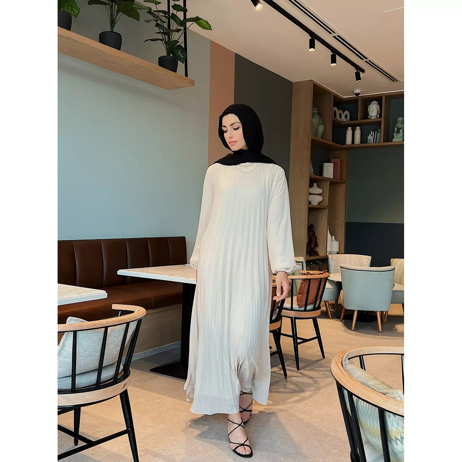 Cream Cloach Pleated Dress 2