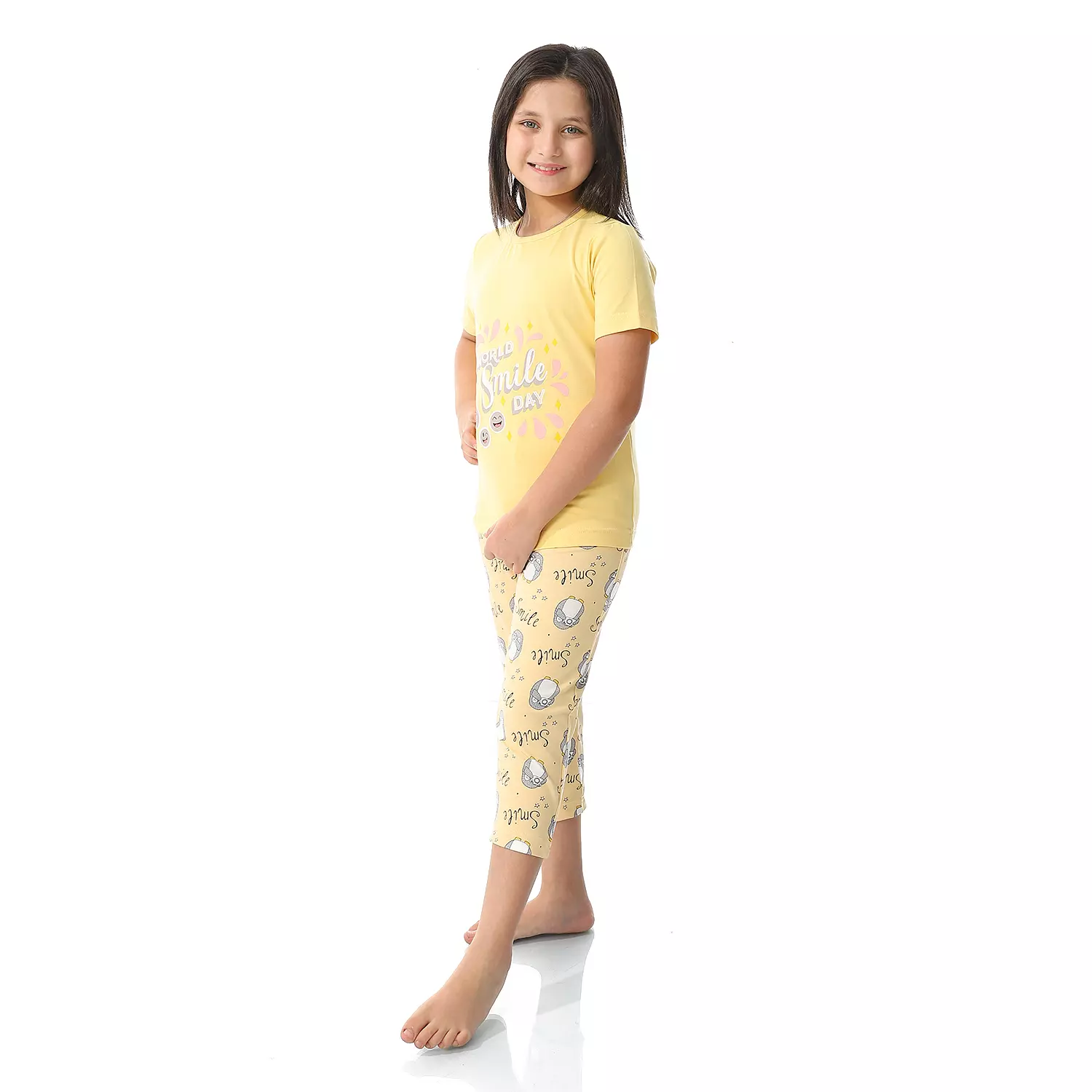 Girls Smile Pajama - Yellow 1