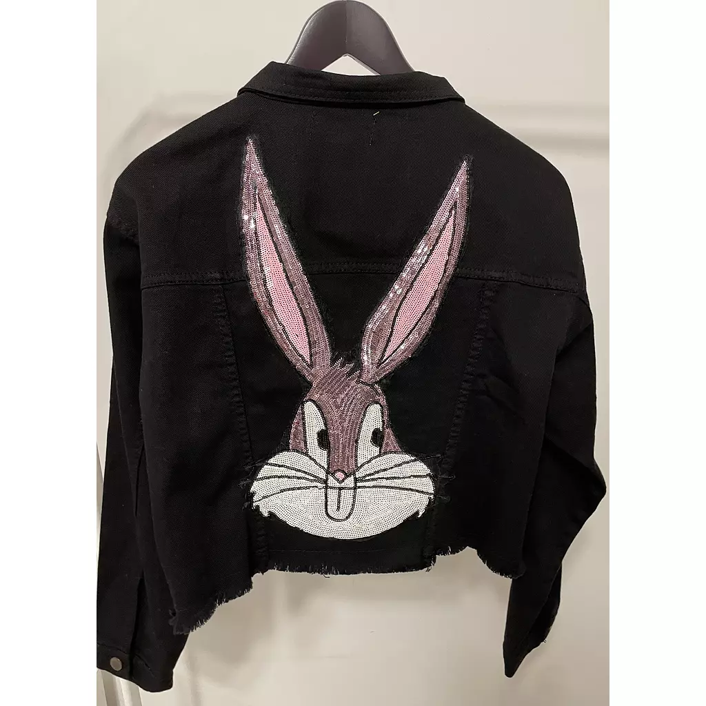 Bugs bunny denim jacket embroidered bling - size medium 