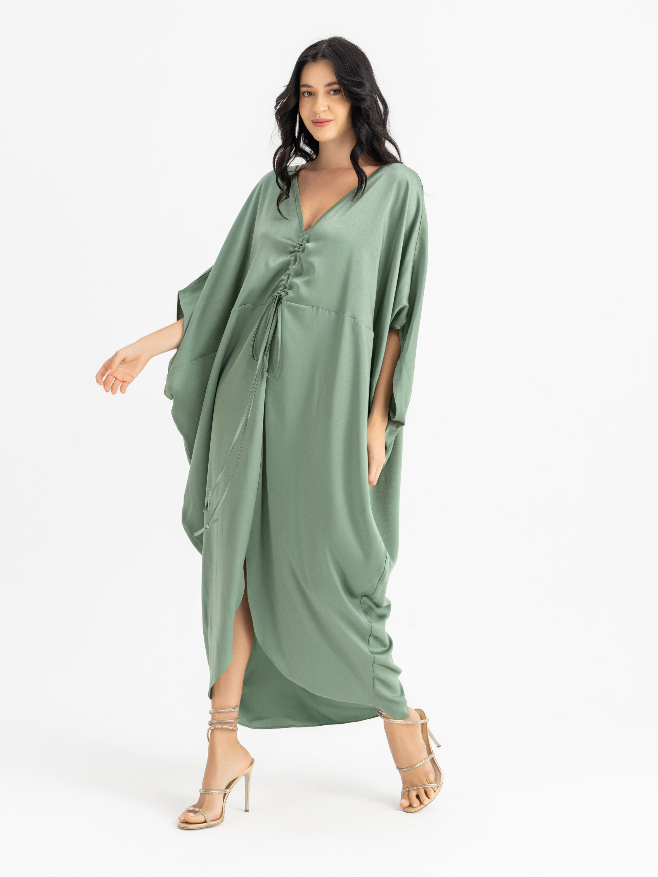 The KAMILIA gathered satin kaftan 