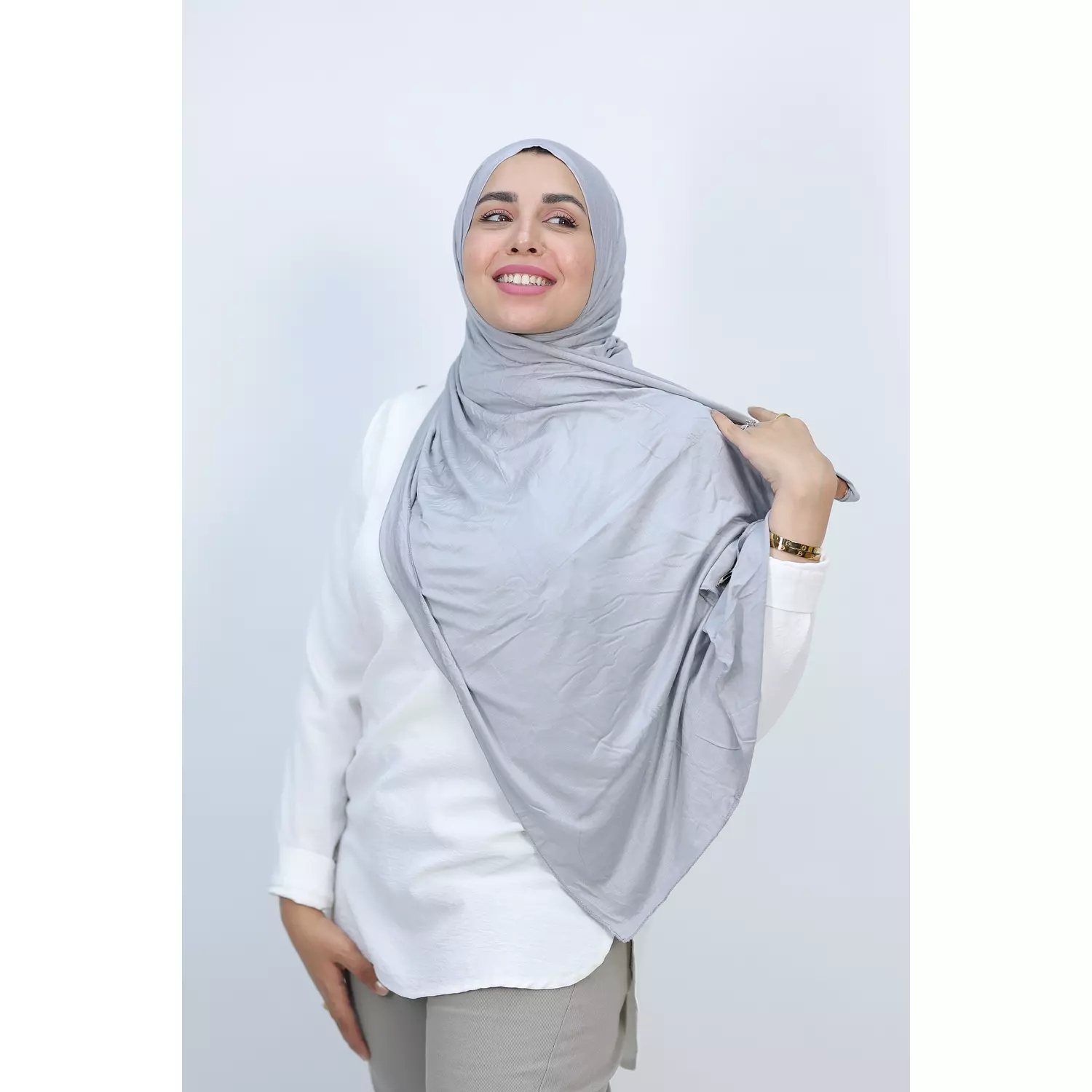 Jada Cotton Lycra Gel Hijab - Light Grey 2