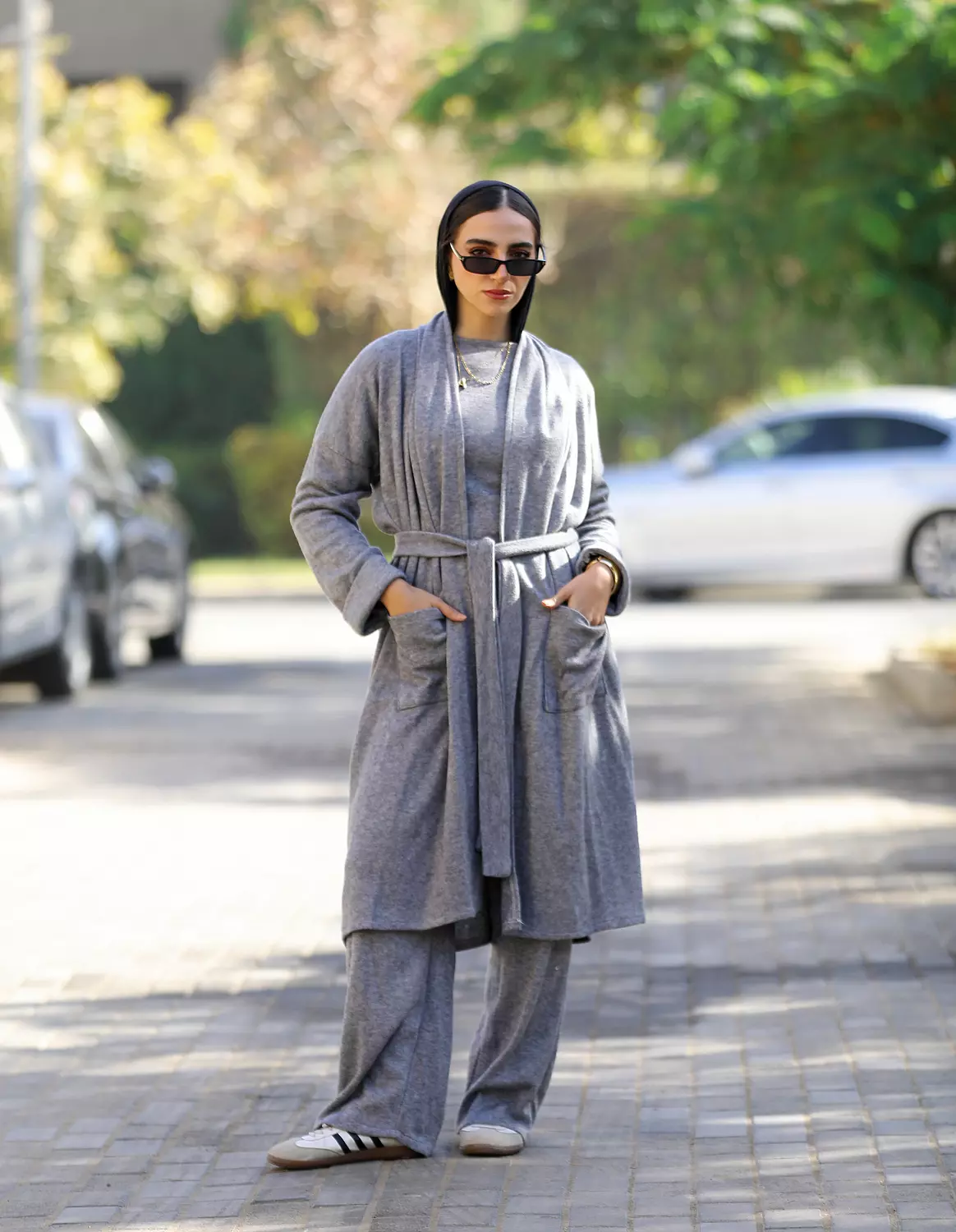 Grey cardigan set hover image