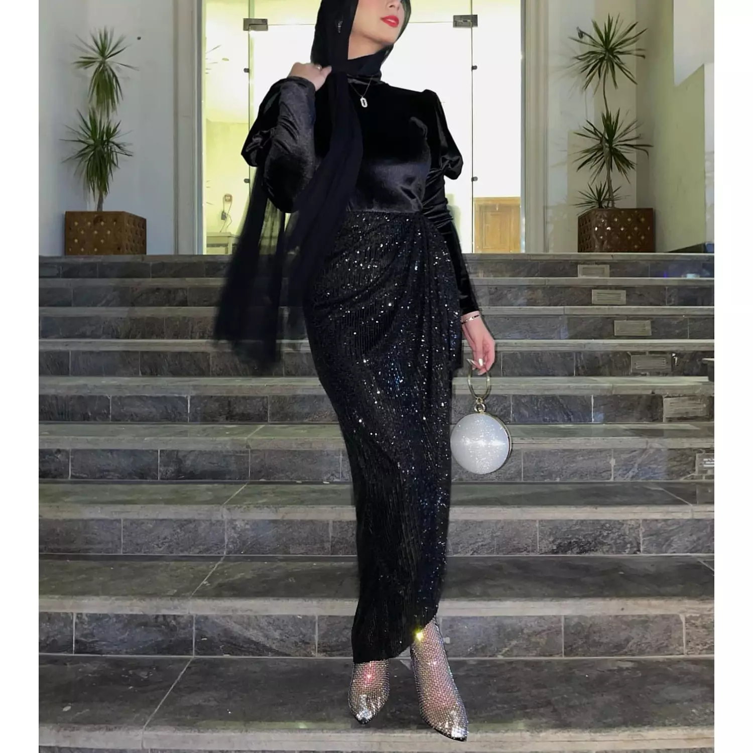 Wrap sequin skirt - Black hover image