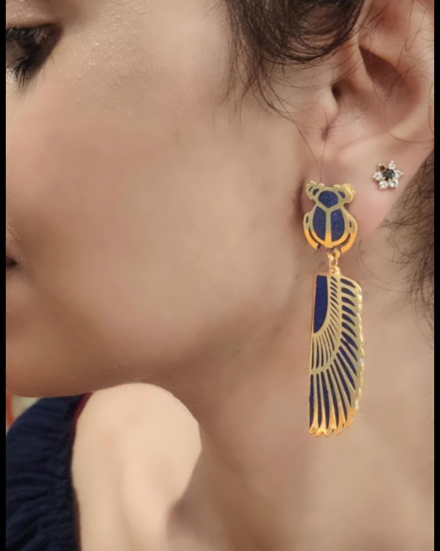 Wings & scarab lapis earrings 