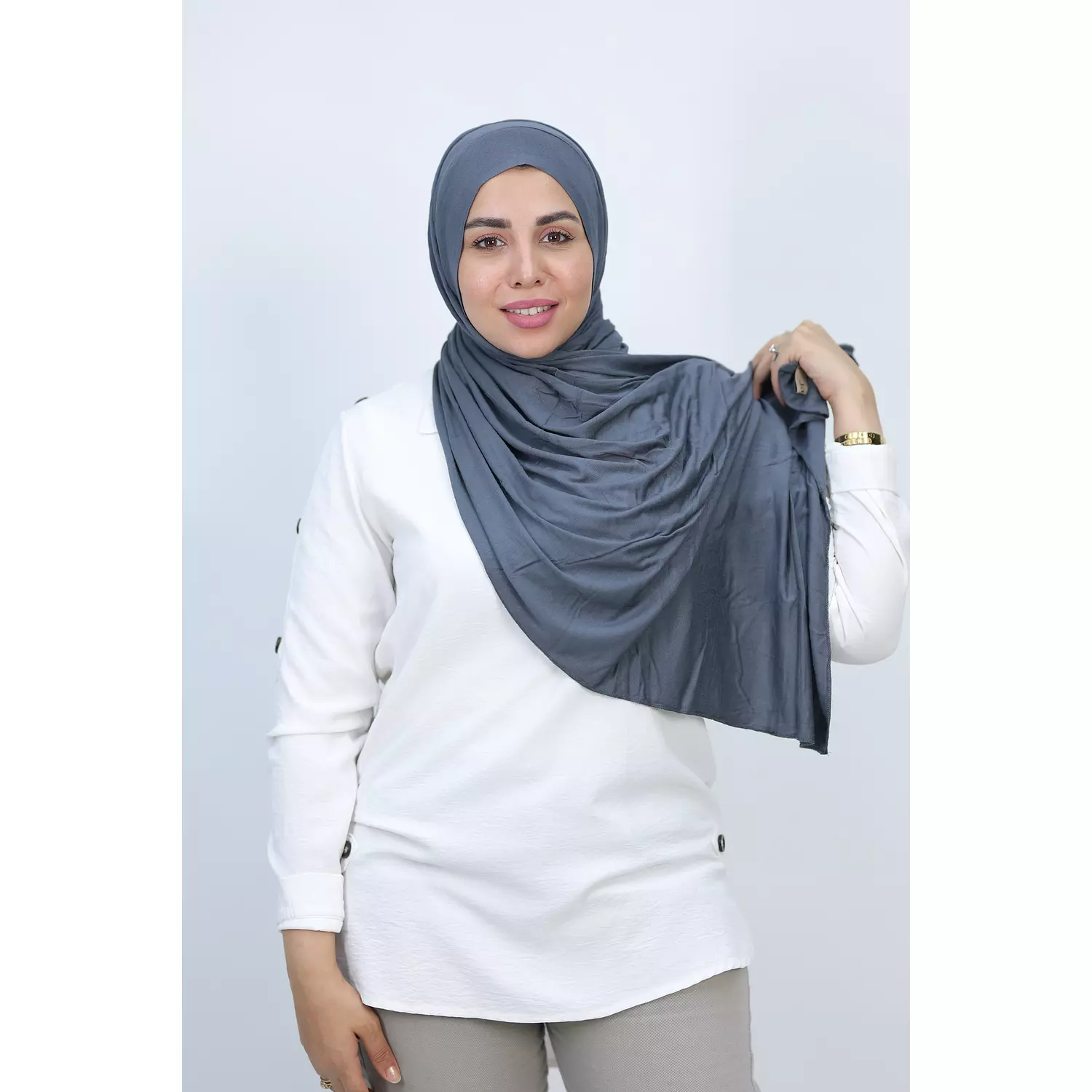 Jada Cotton Lycra Gel Hijab - Grey 3