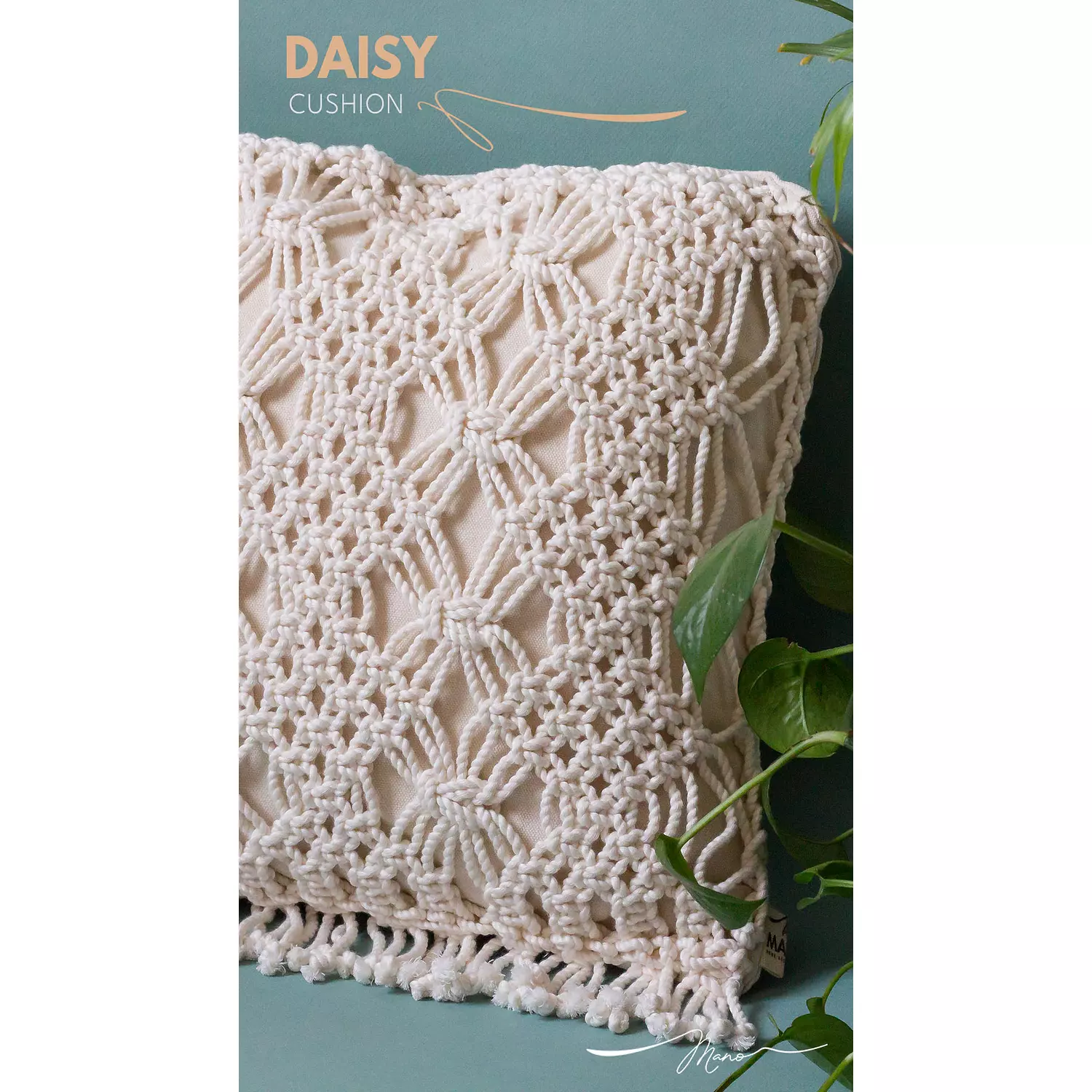 Daisy Cotton Macrame Cushion 1