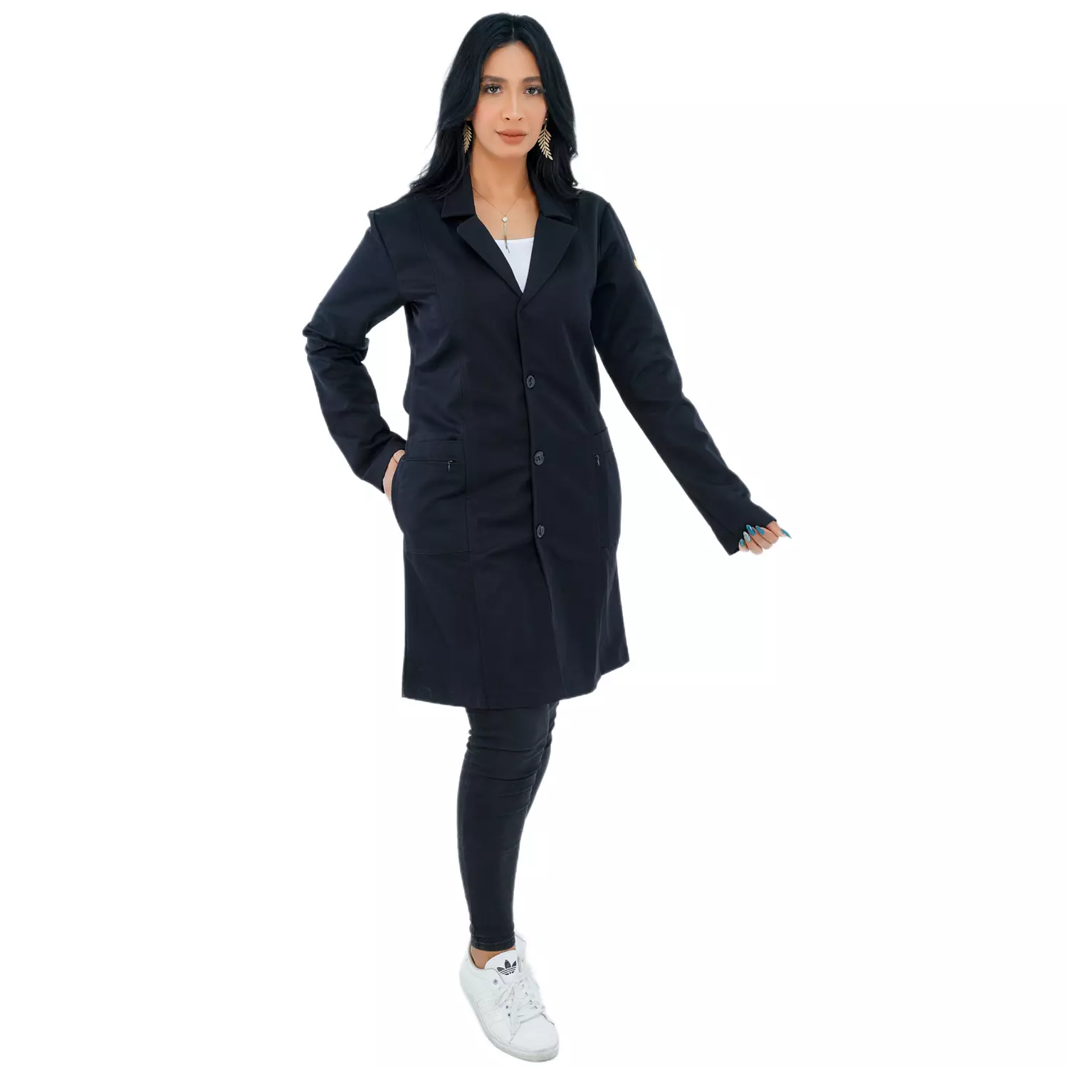 Long black lab coat store