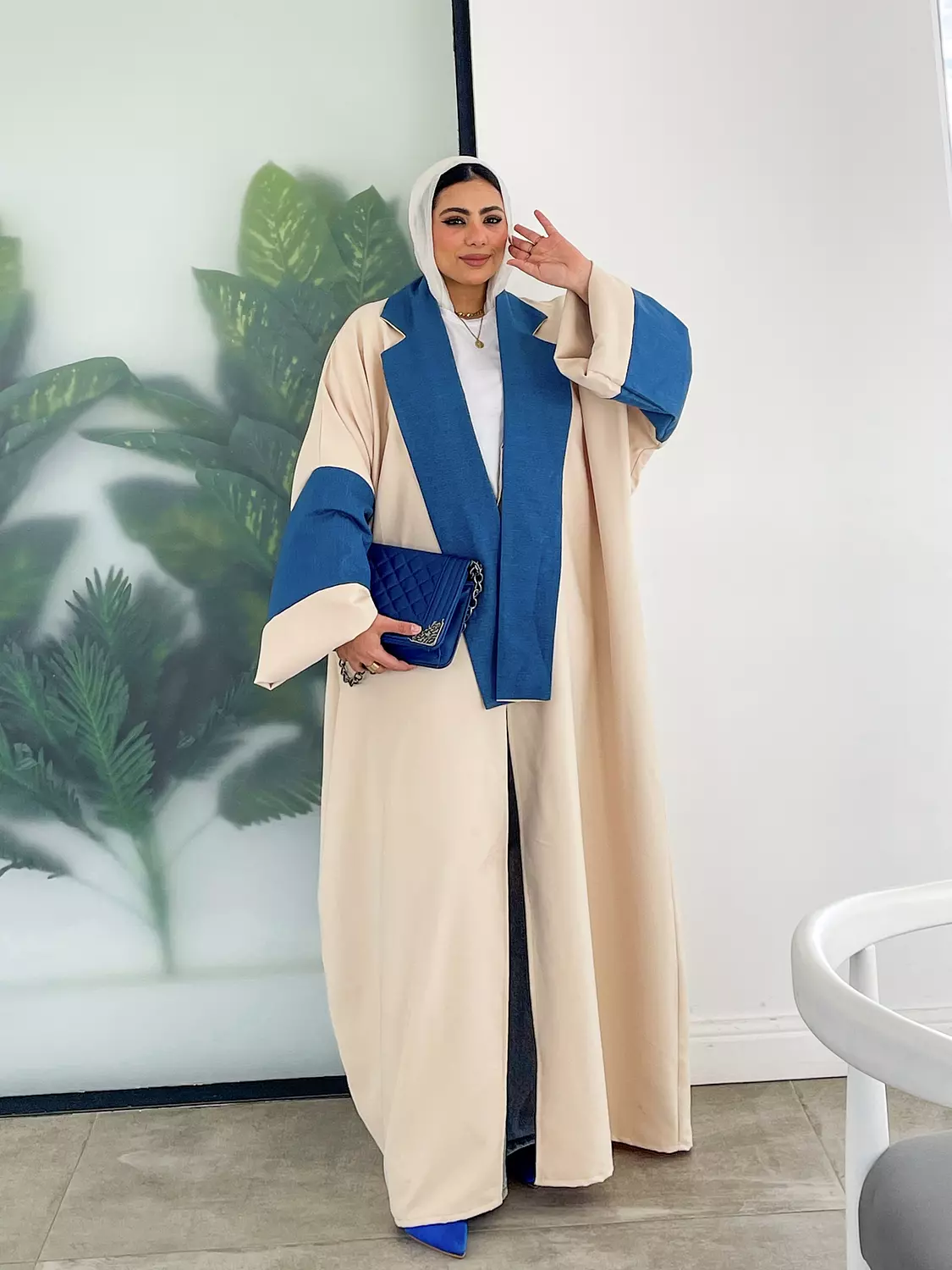 Denim Sleeves Blazer Abaya 2