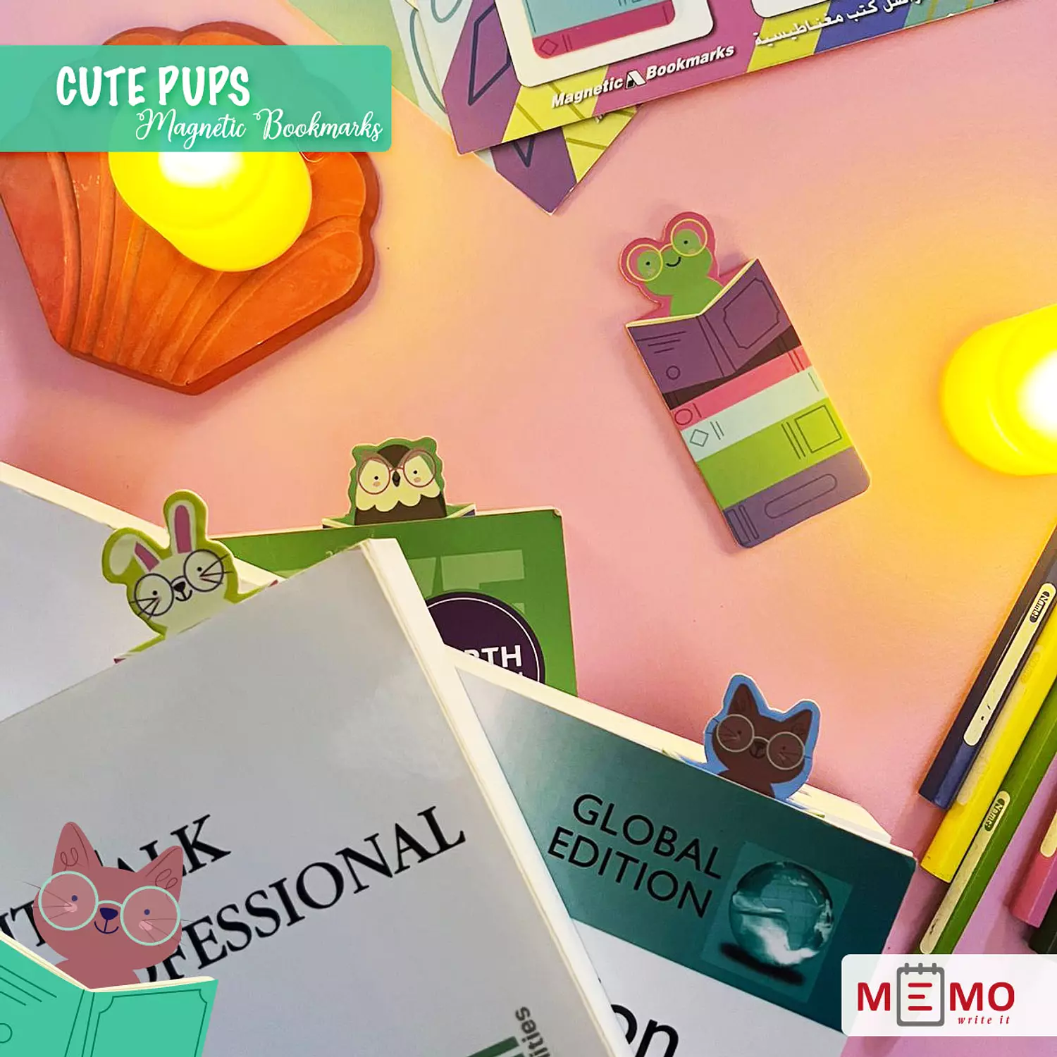 Memo Cute Pups Magnetic Bookmarks (4 pcs) 4
