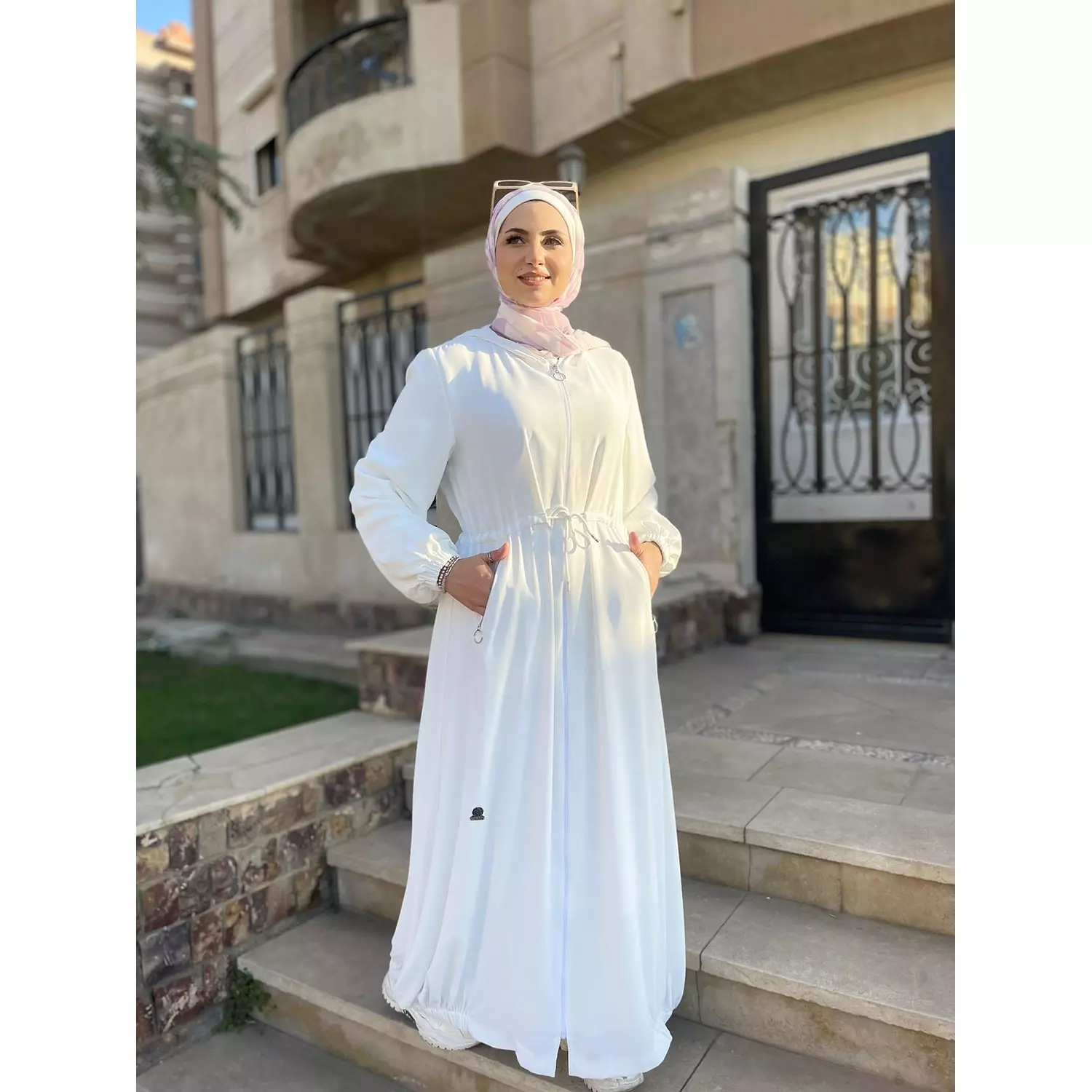 White Crepe Abaya 1