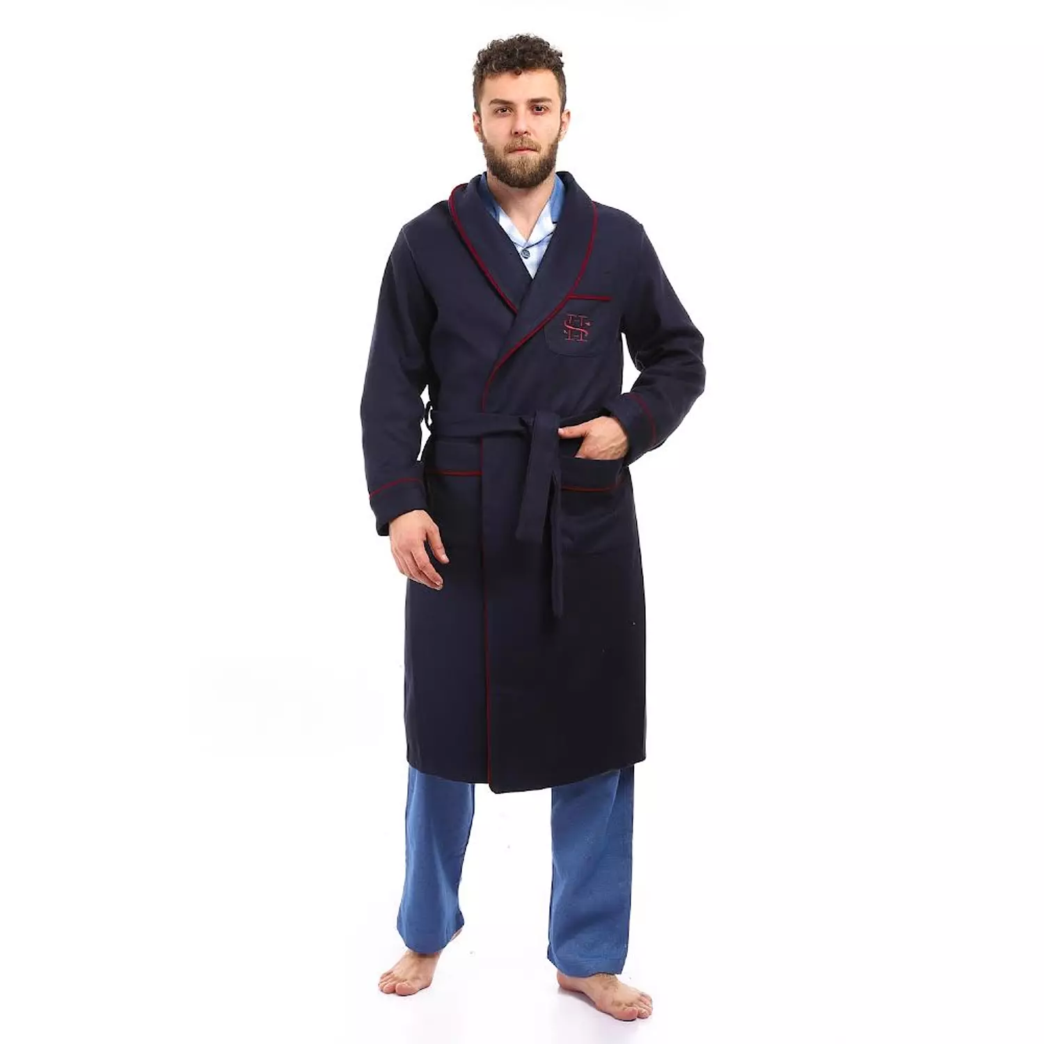 Shorto Men's Winter Robe - Dark Blue - 2358  0