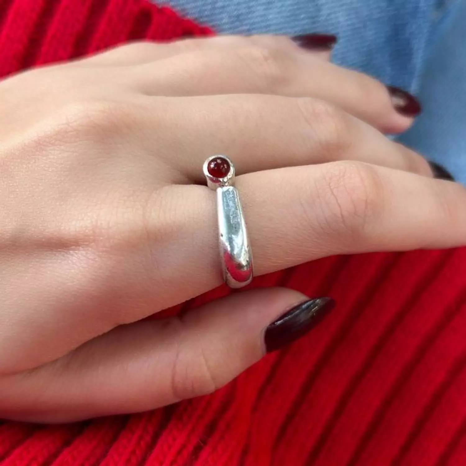 Red boho ring hover image