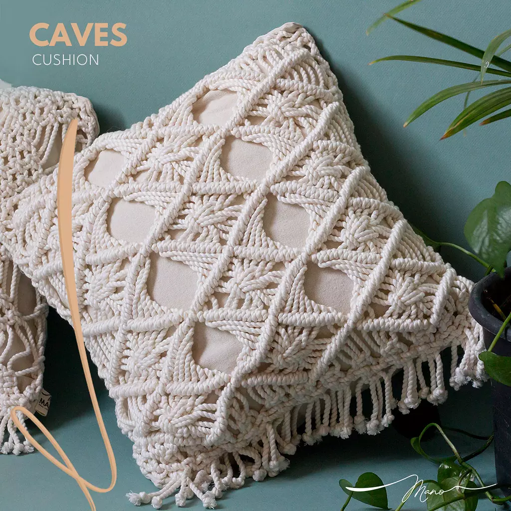 Caves Cotton Macrame Cushion