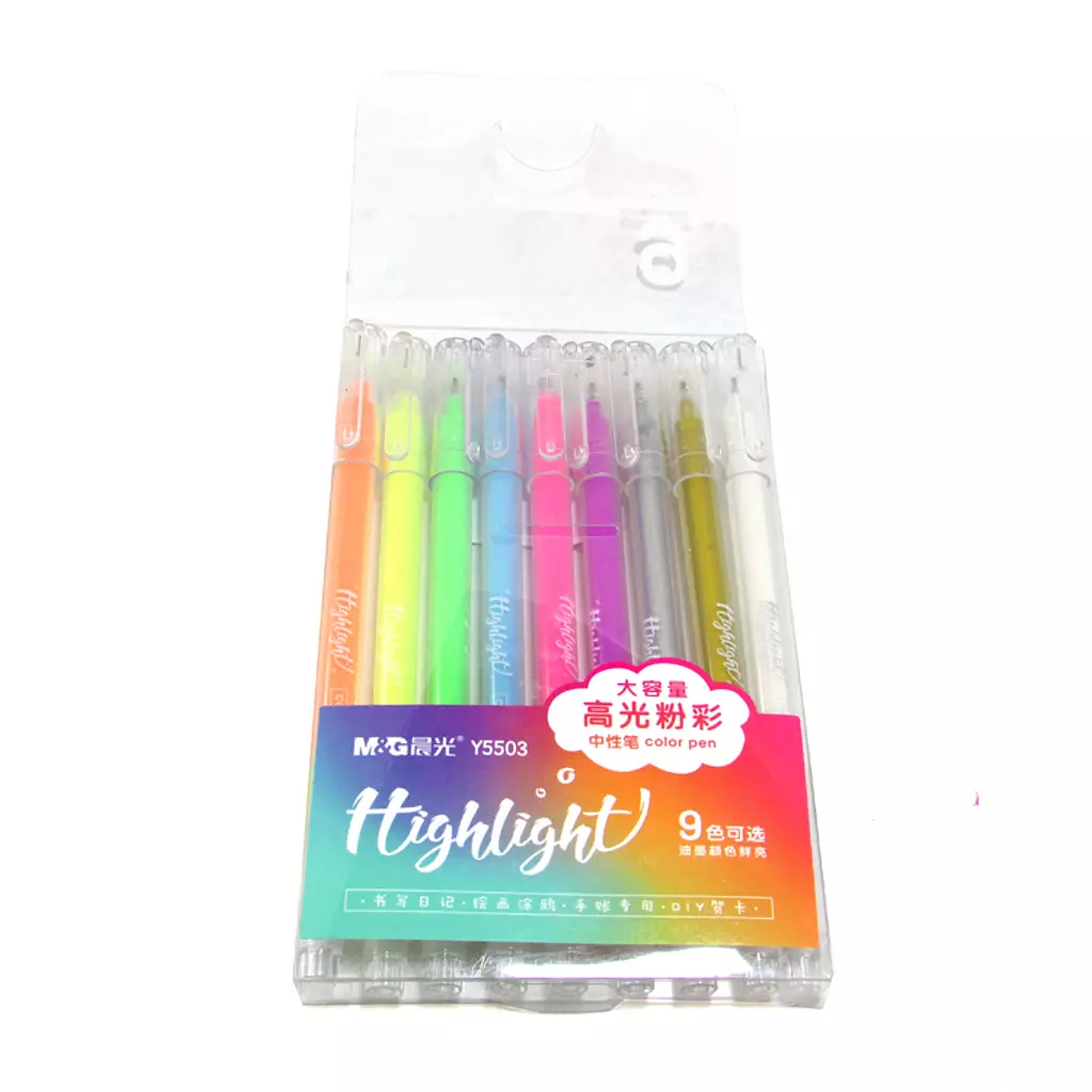 Set of 9 highlight pens 